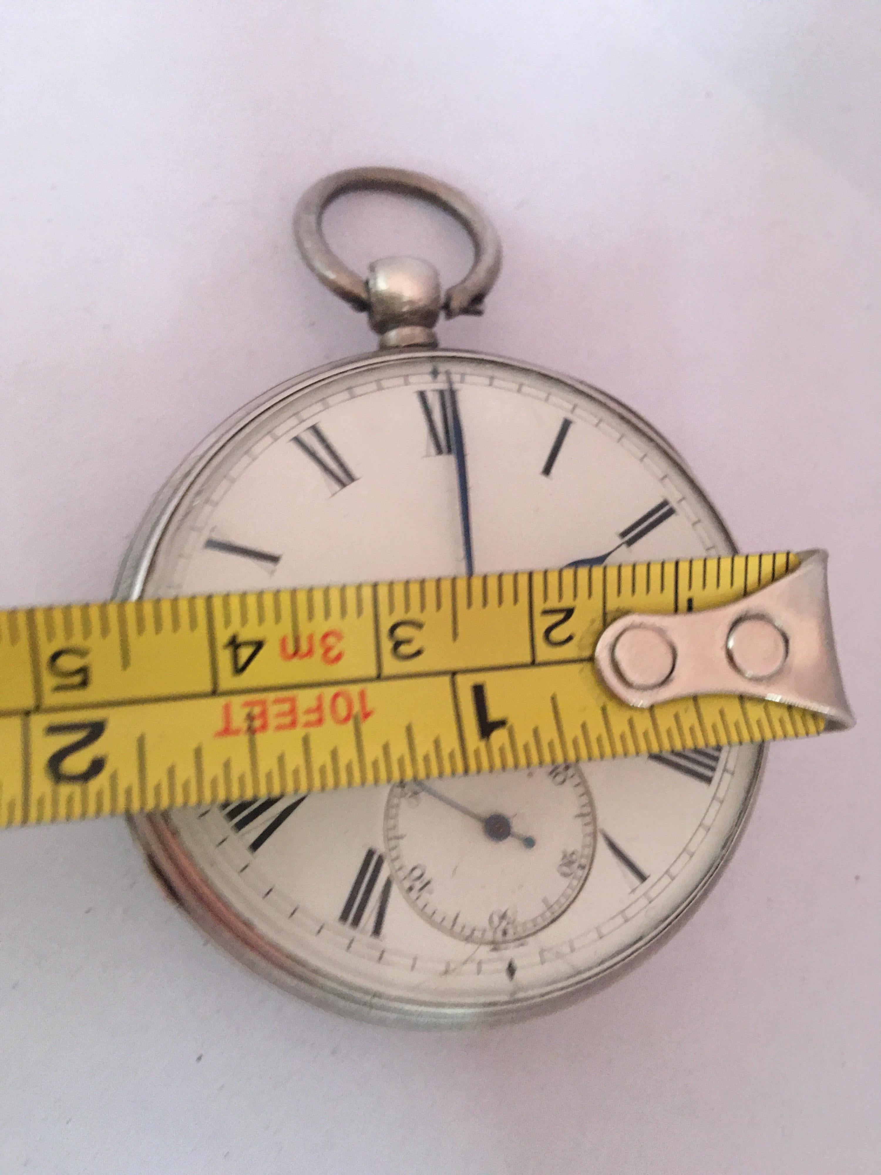 Women's or Men's Antique Silver Key Winding Pocket Watch For Sale