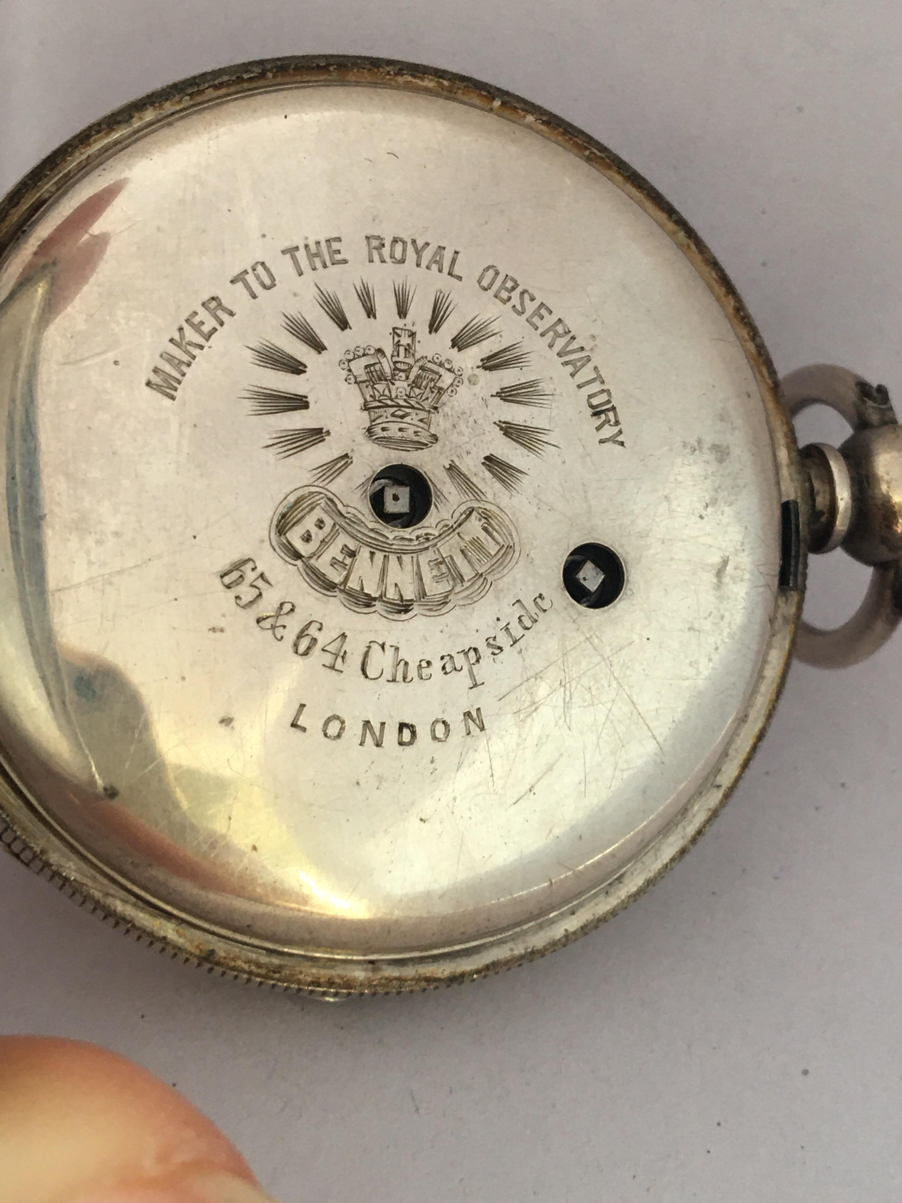 Antique Silver Key-Winding Pocket Watch In Fair Condition For Sale In Carlisle, GB