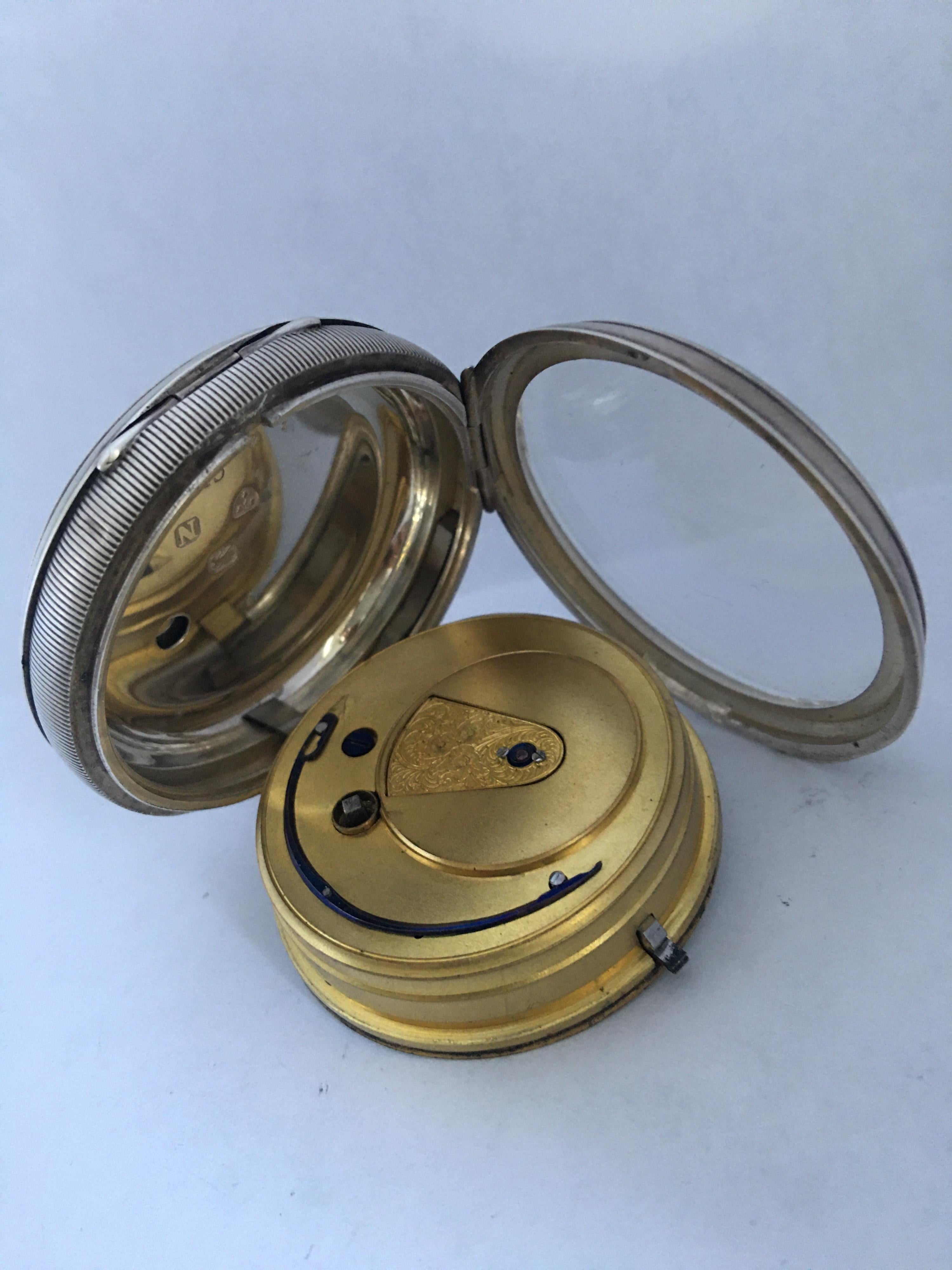 Antique Silver Key-Winding Pocket Watch In Good Condition For Sale In Carlisle, GB