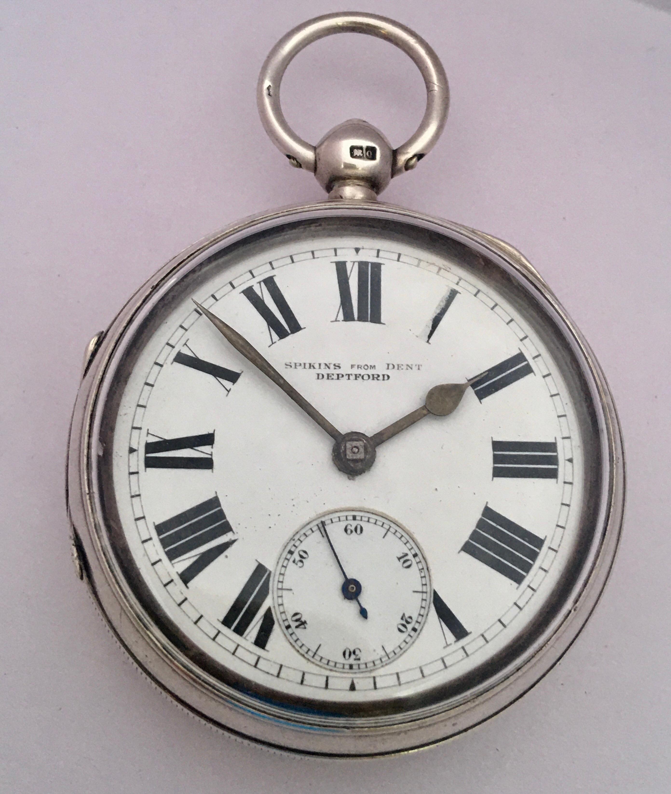Antique Silver Key-Winding Pocket Watch Signed by Dent 2