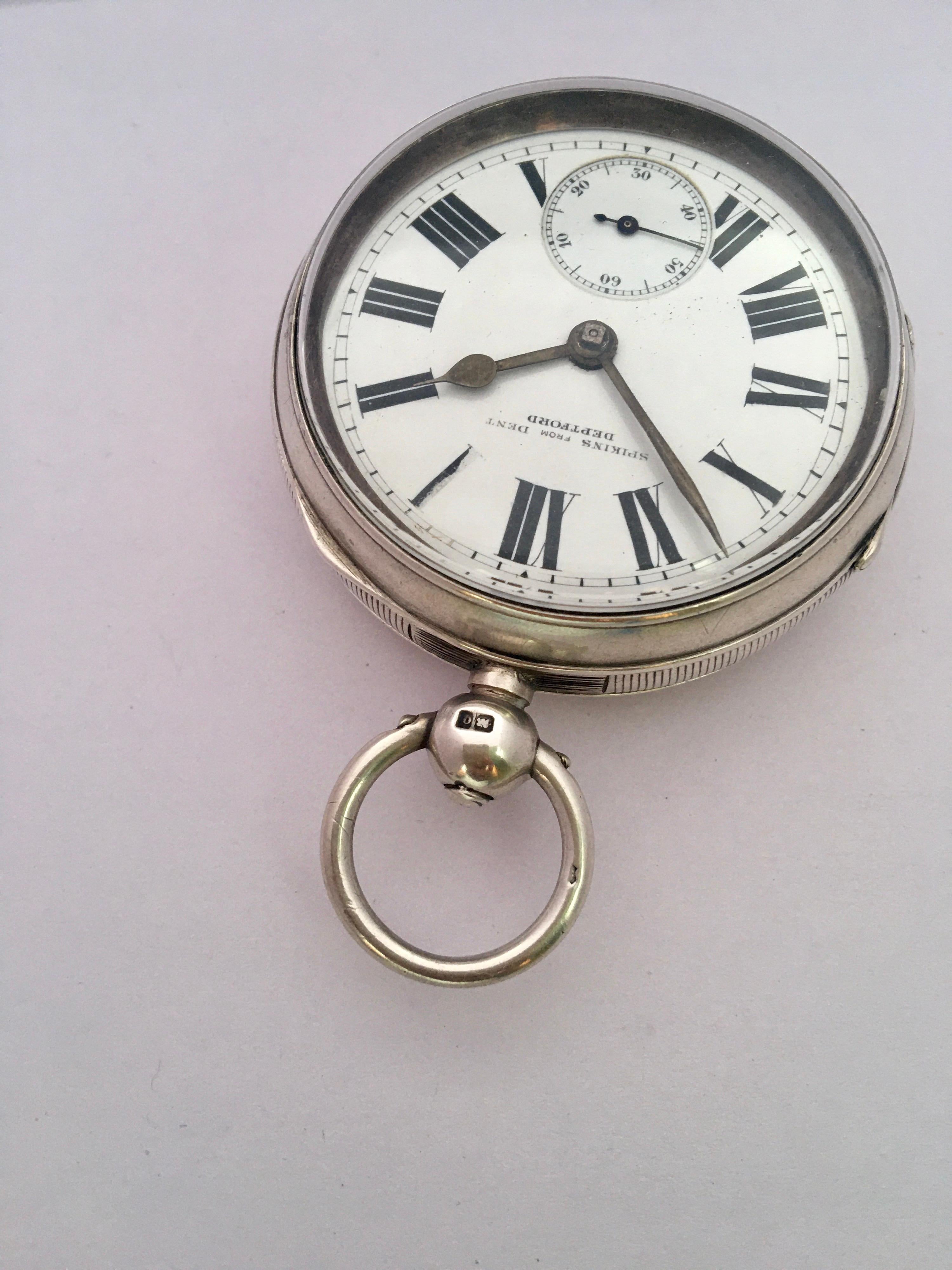 Antique Silver Key-Winding Pocket Watch Signed by Dent 7