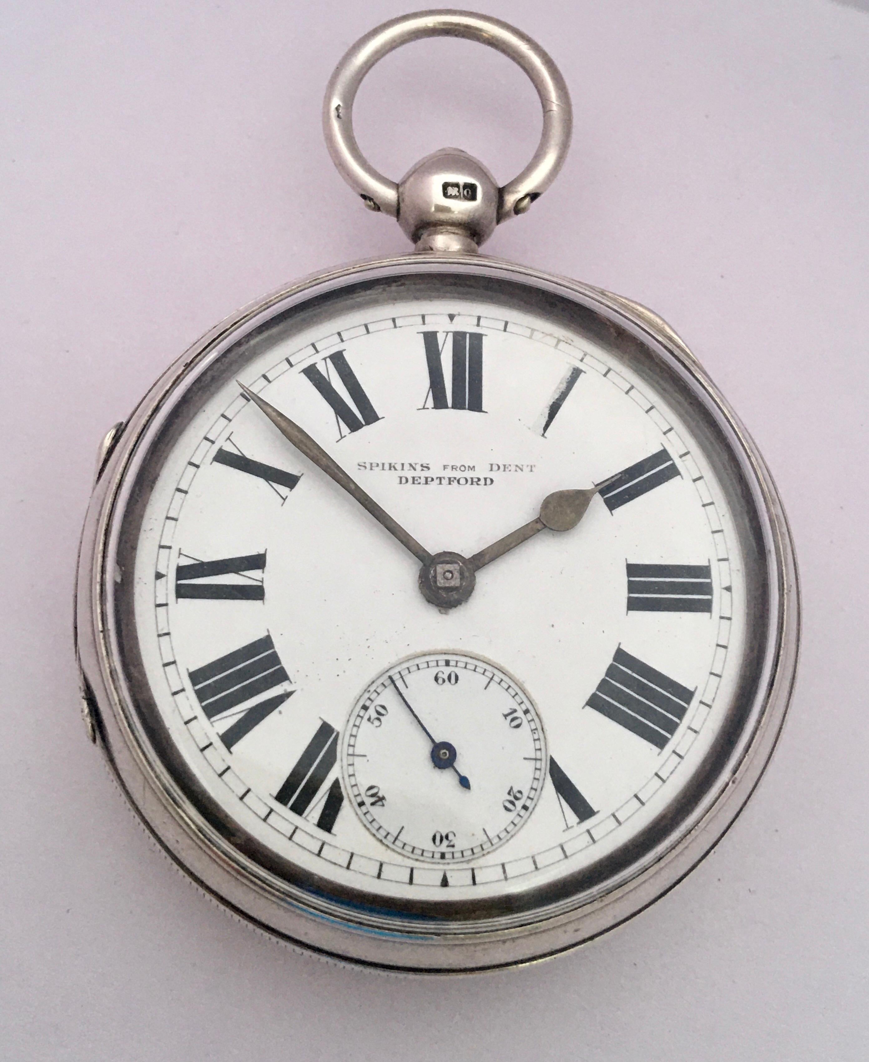 Antique Silver Key-Winding Pocket Watch Signed by Dent 8