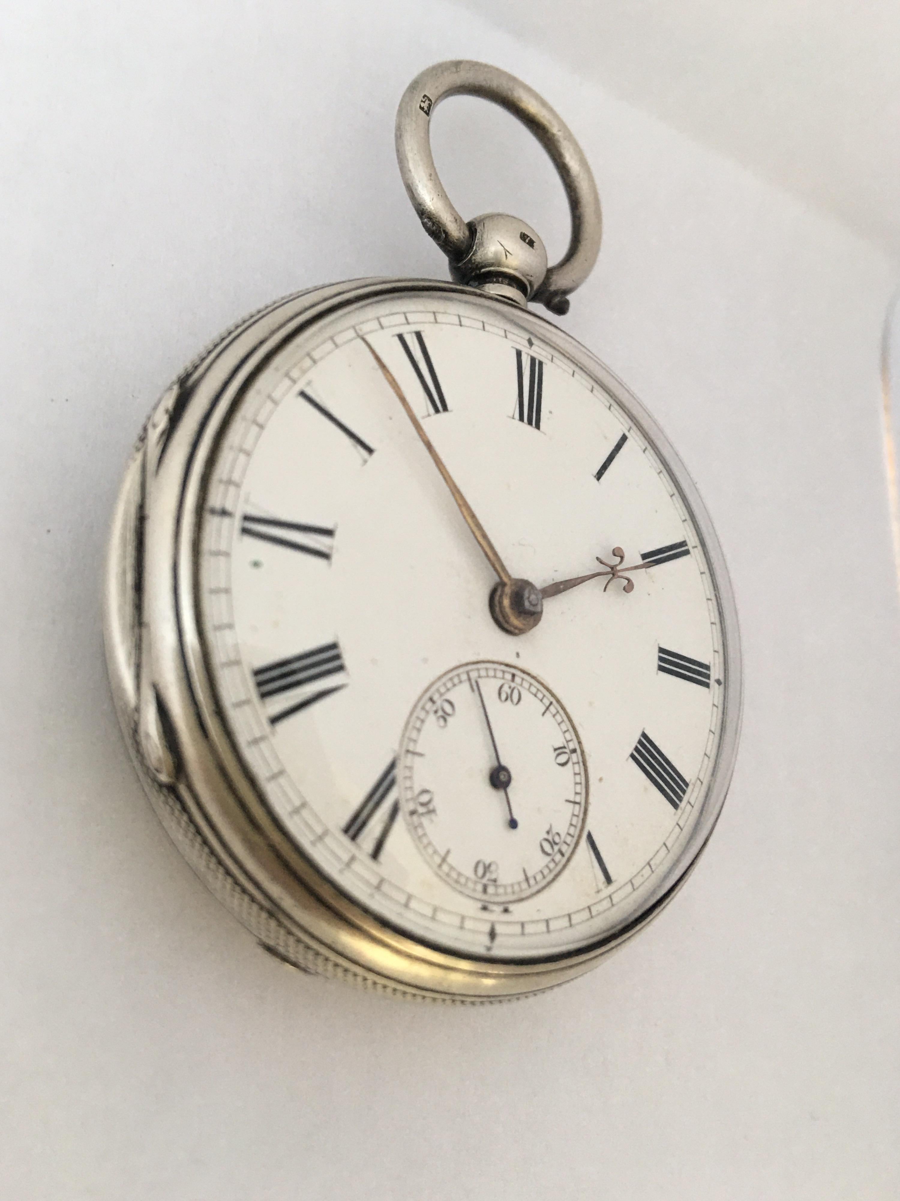 Antique Silver Key-Winding Pocket Watch Signed Charles Reeves, Hereford For Sale 6