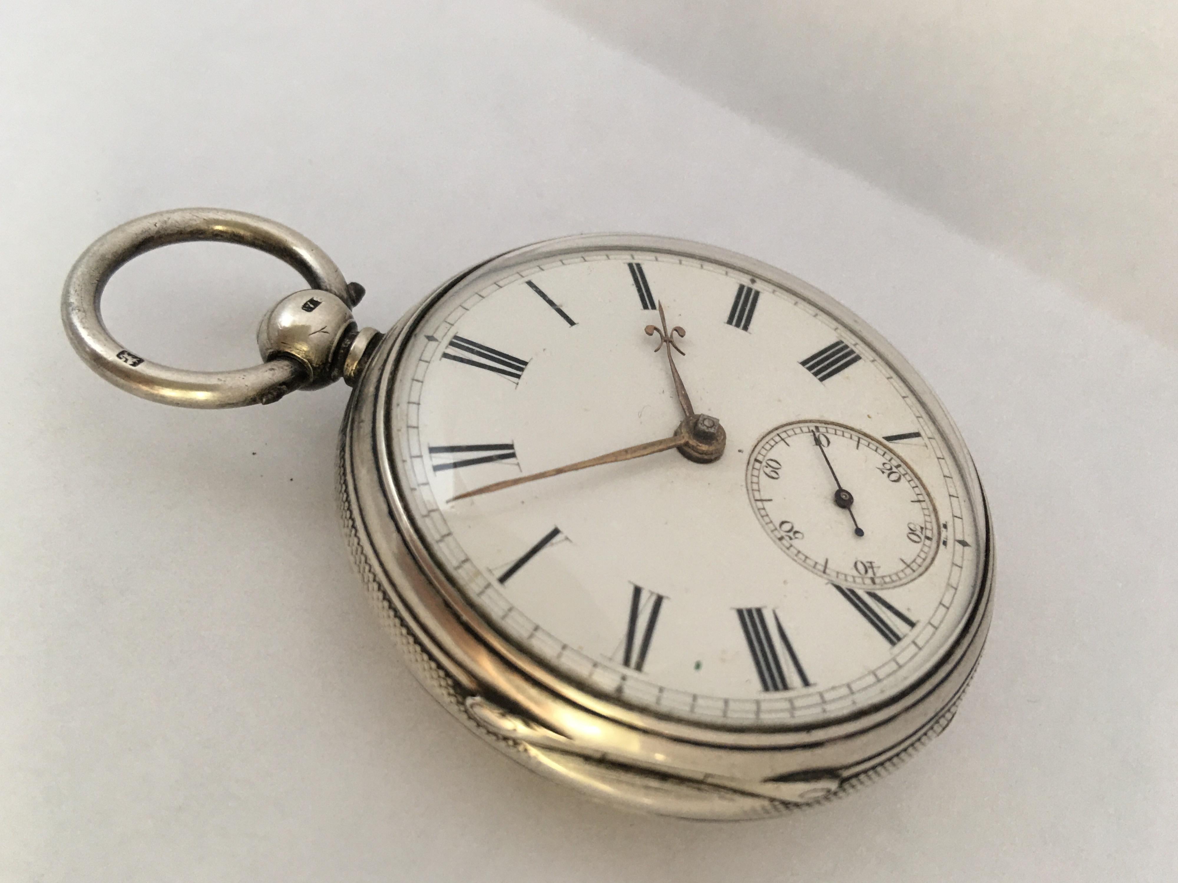 Antique Silver Key-Winding Pocket Watch Signed Charles Reeves, Hereford For Sale 8