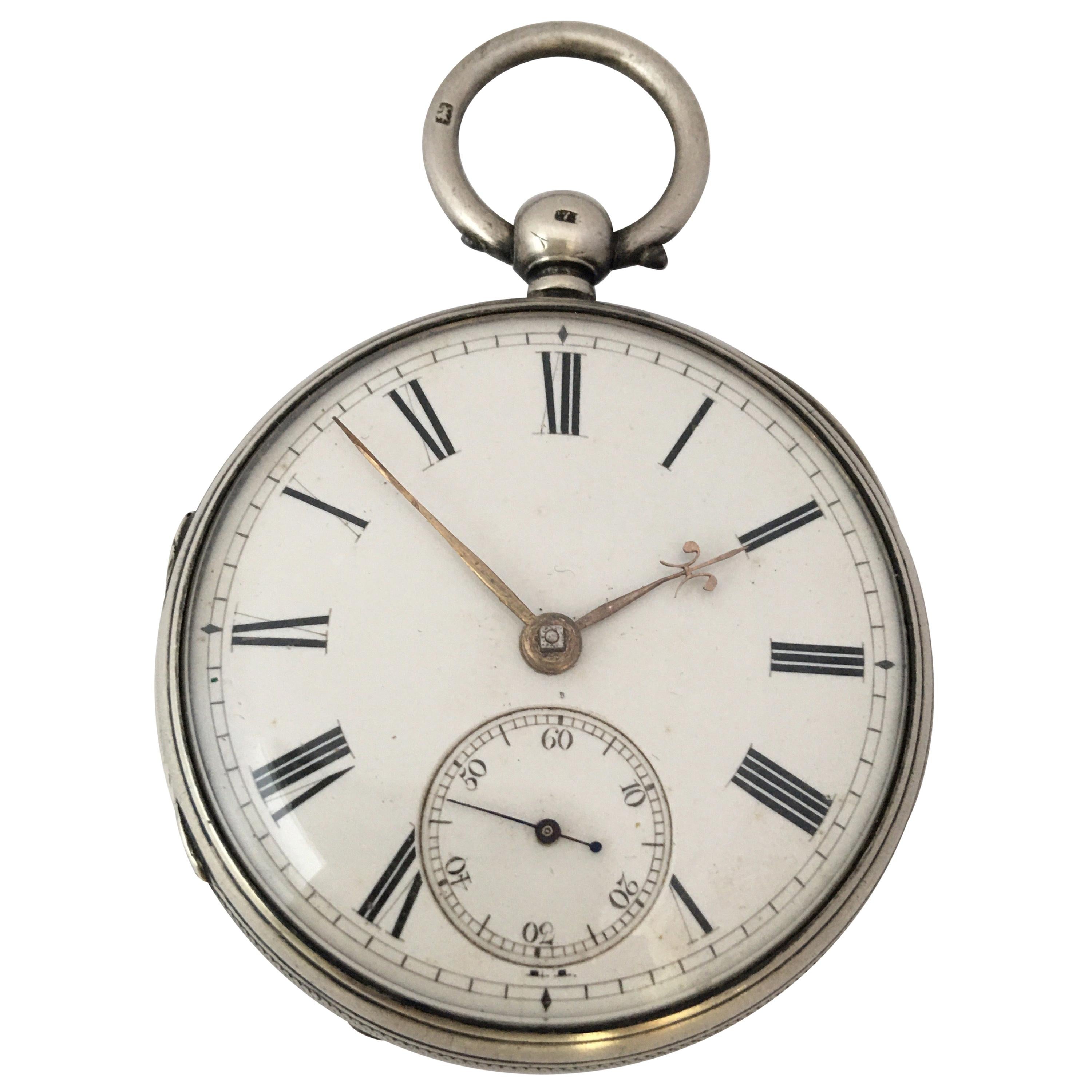 Antique Silver Key-Winding Pocket Watch Signed Charles Reeves, Hereford For Sale