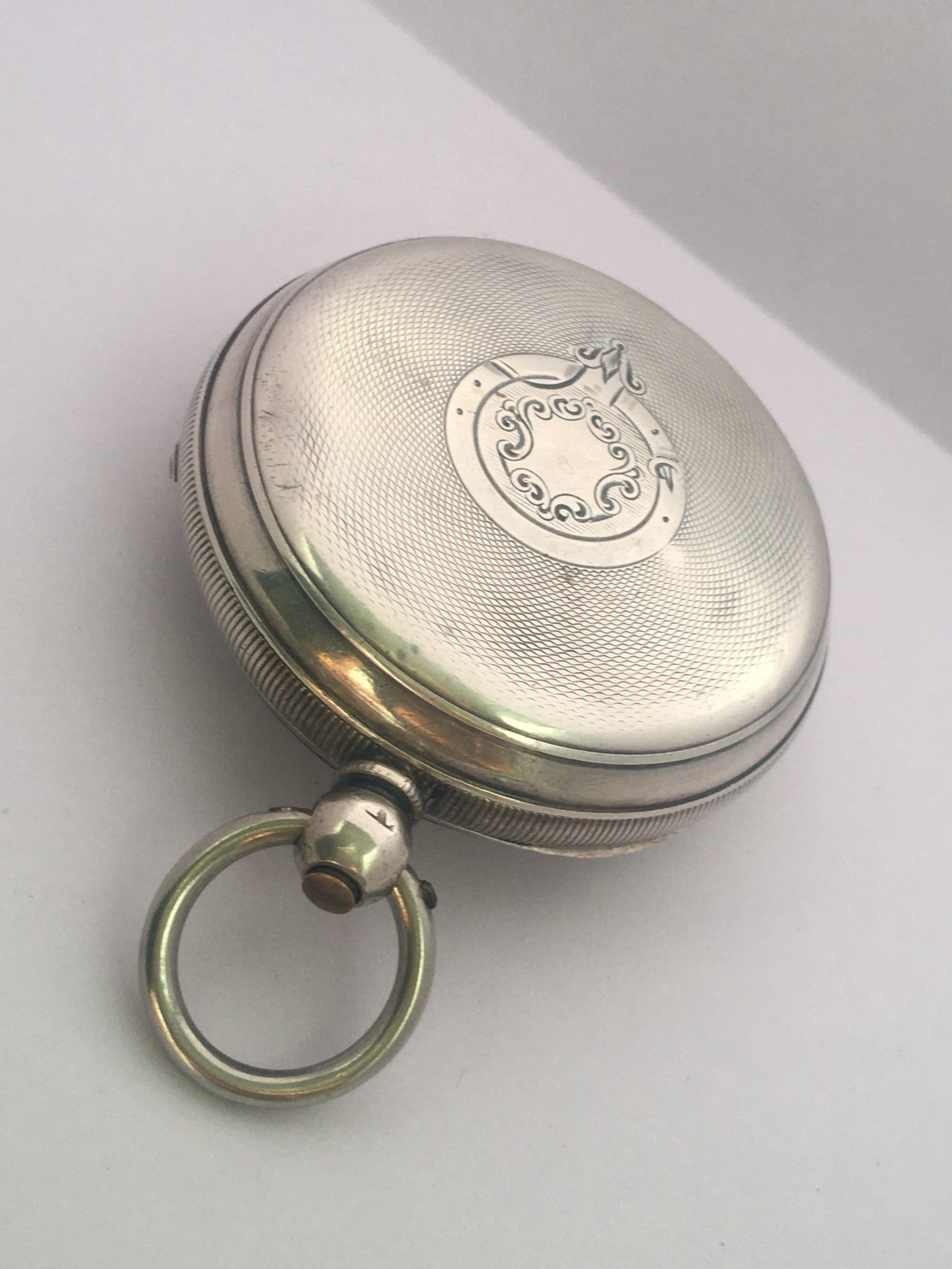 Antique Silver Key Winding Pocket Watch Signed H. E. Peck London For Sale 3