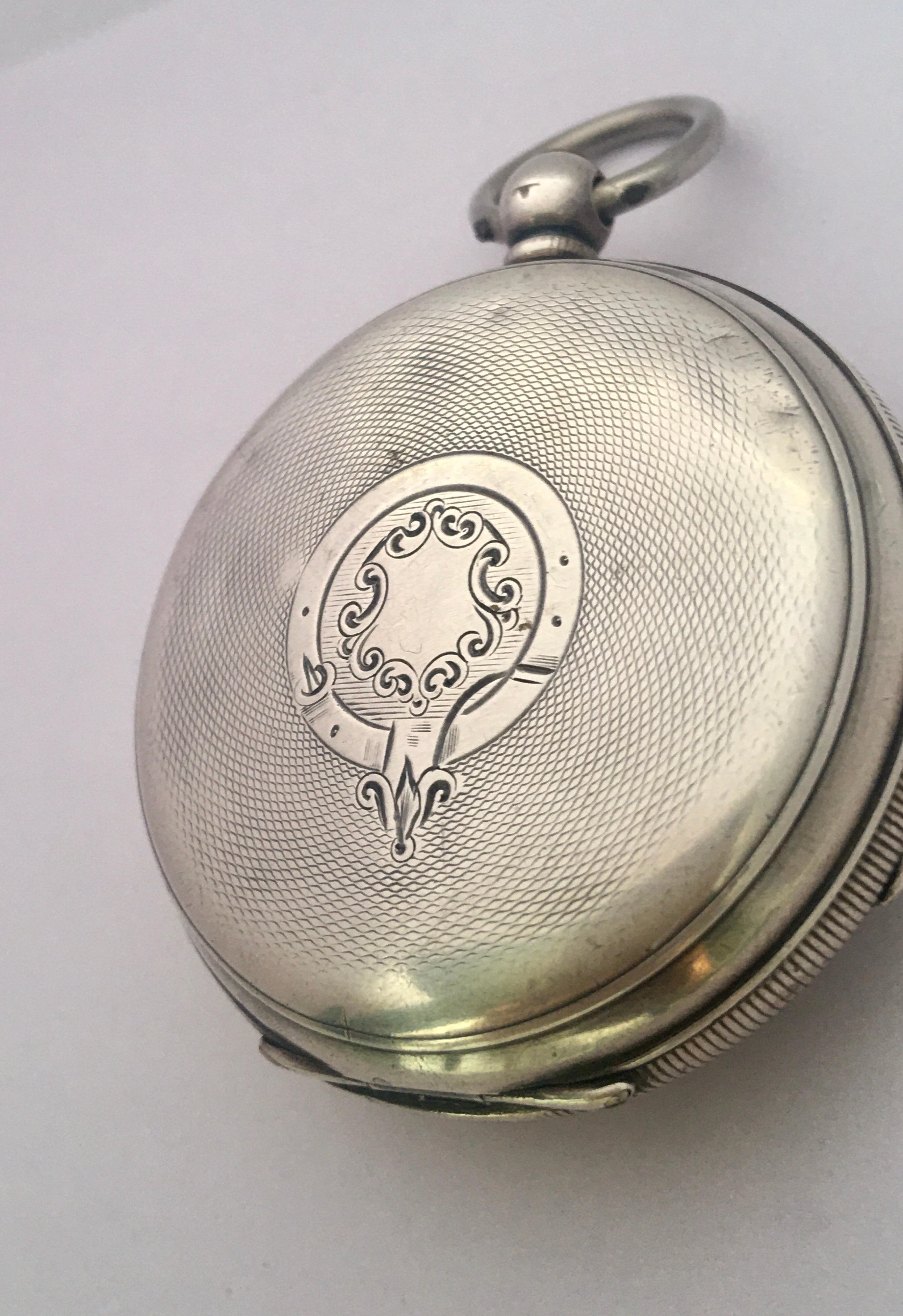 Antique Silver Key Winding Pocket Watch Signed H. E. Peck London For Sale 7