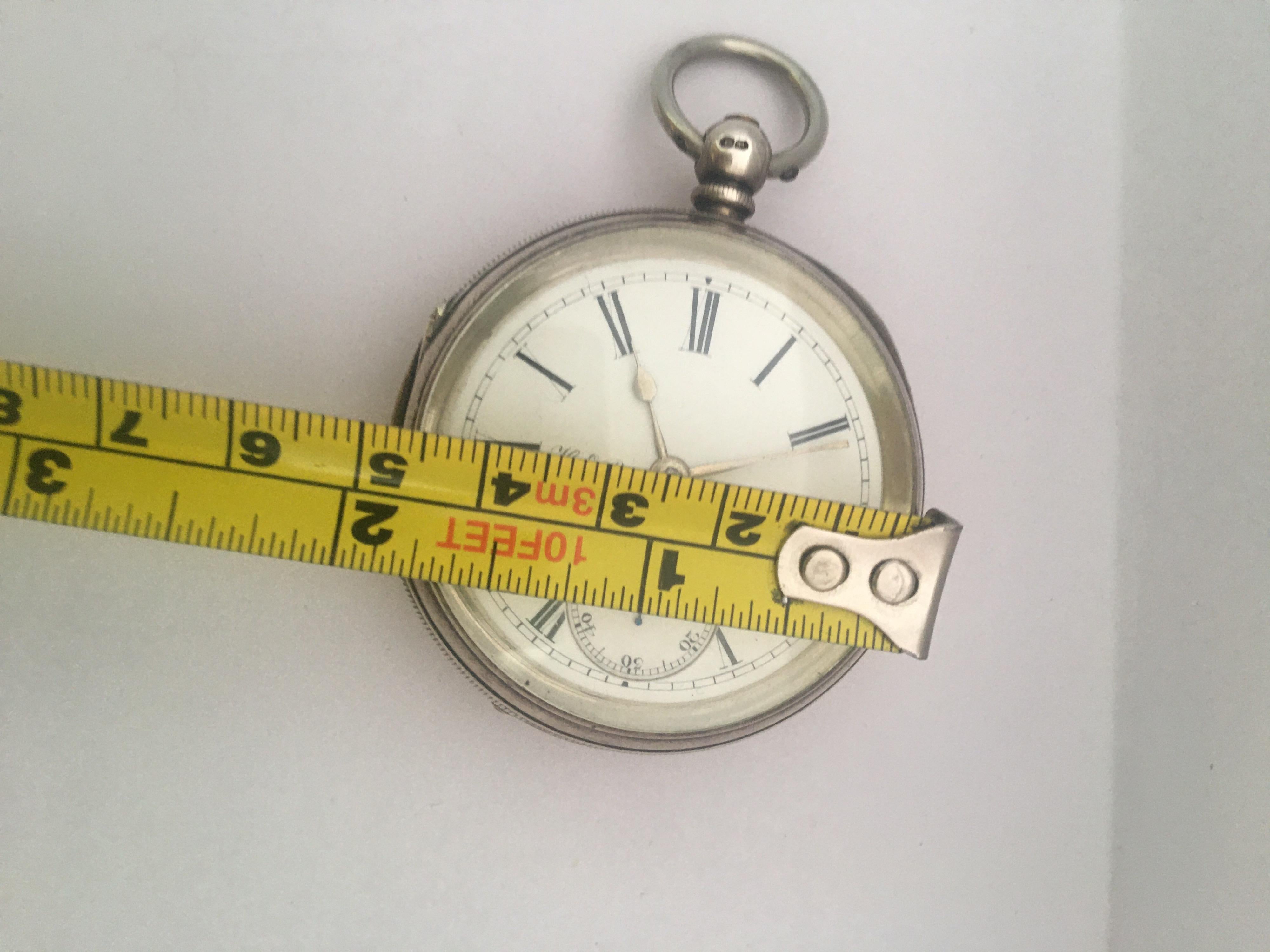 Antique Silver Key Winding Pocket Watch Signed H. E. Peck London For Sale 9