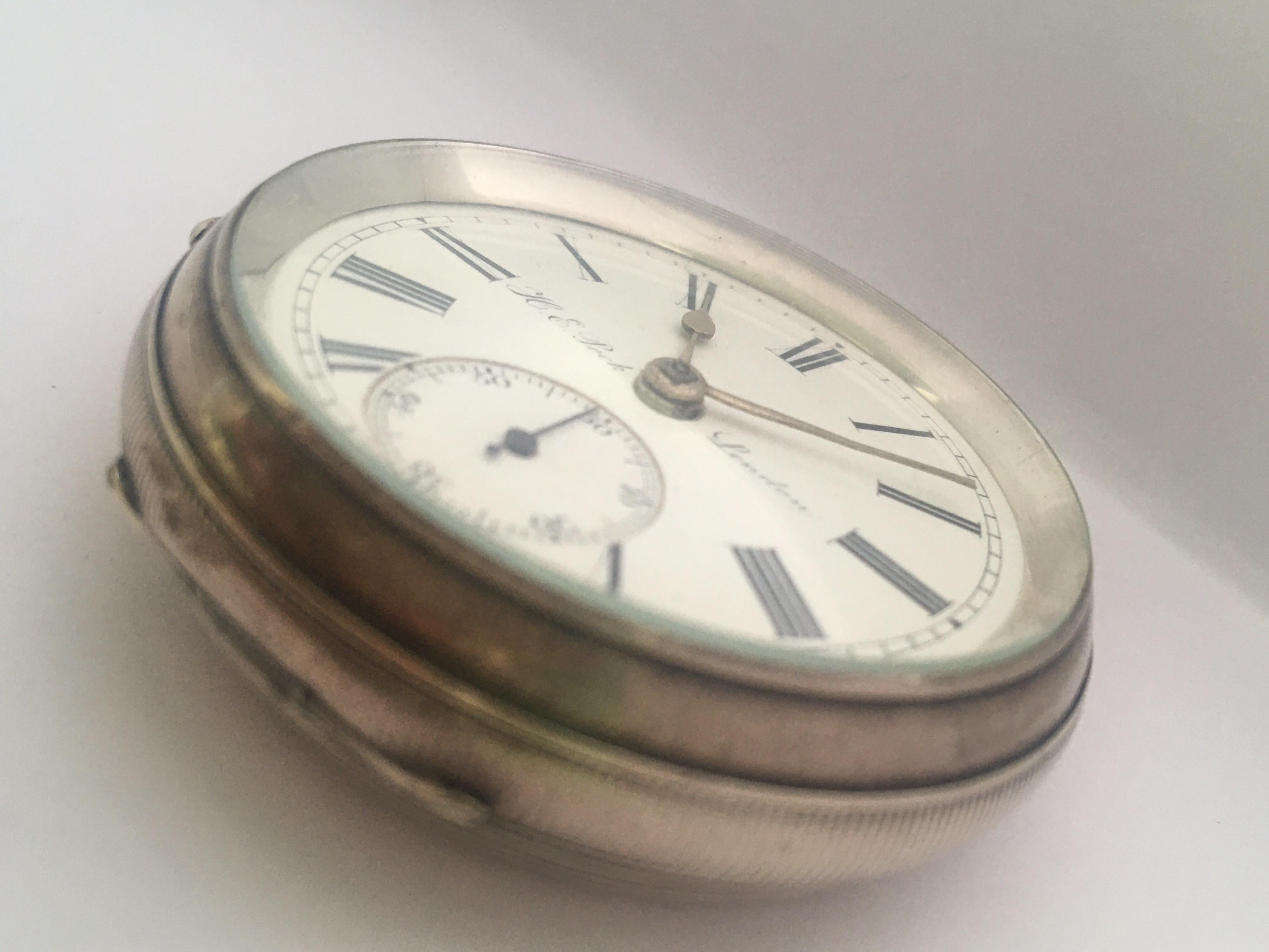 Antique Silver Key Winding Pocket Watch Signed H. E. Peck London For Sale 10