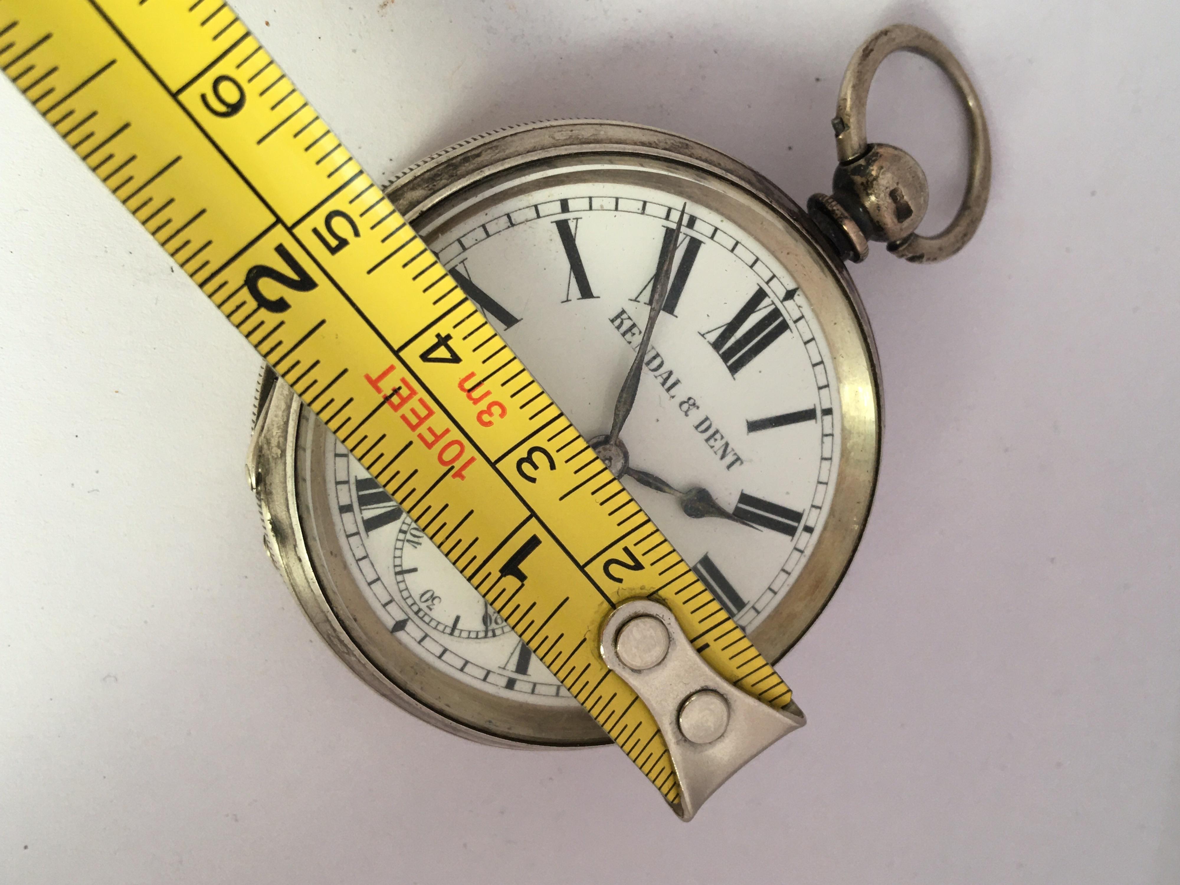Antique Silver Key Winding Pocket Watch Signed KENDAL & DENT 4