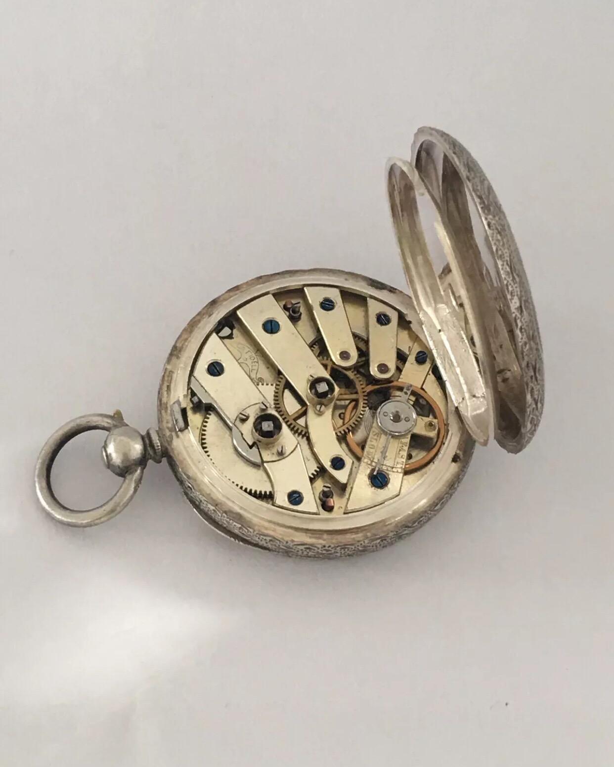 Women's or Men's Antique Silver LA FIDELE, GENEVE Key-Wind Pocket Watch