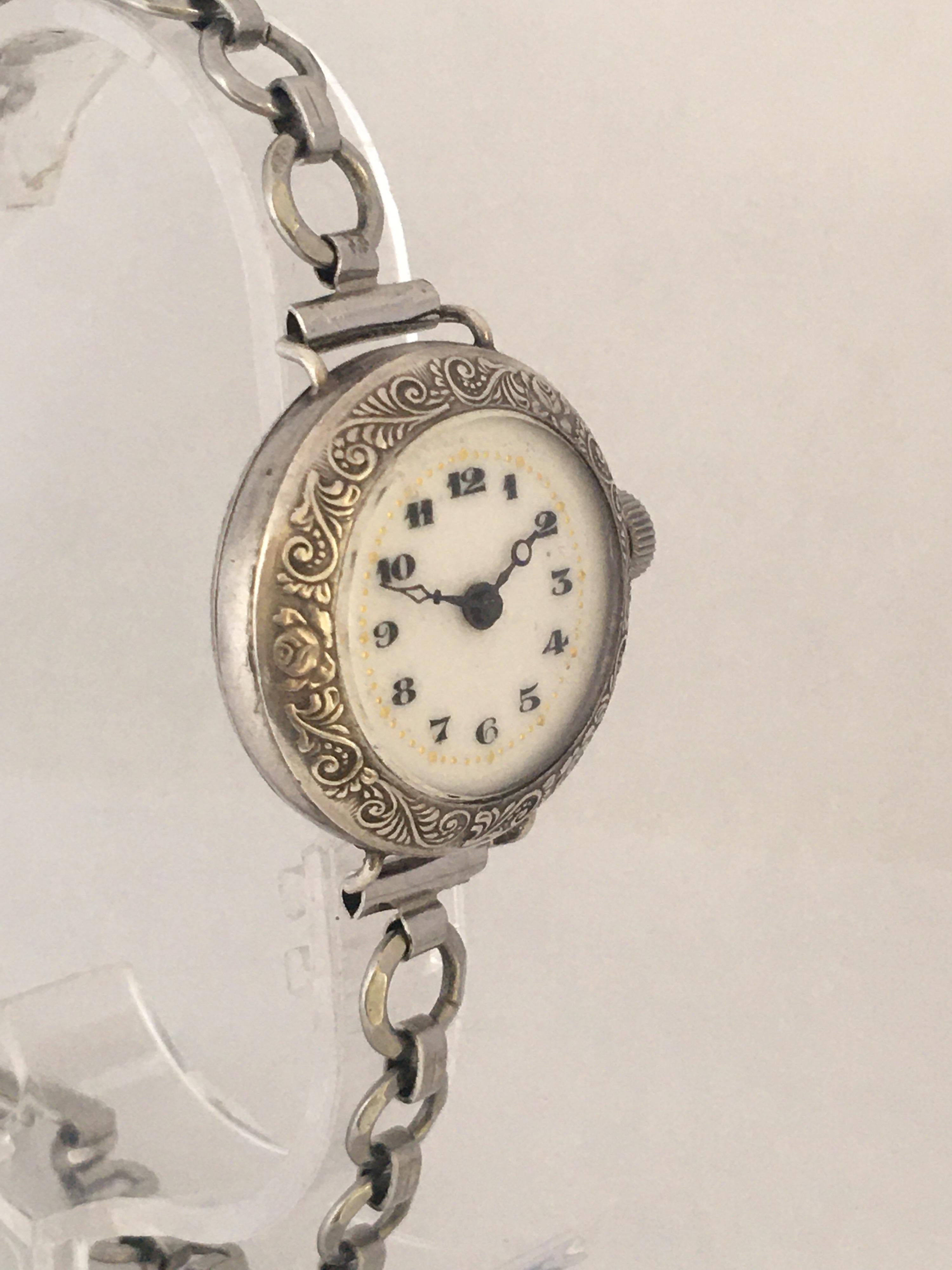 Antique Silver Ladies Mechanical Trench Watch In Good Condition In Carlisle, GB