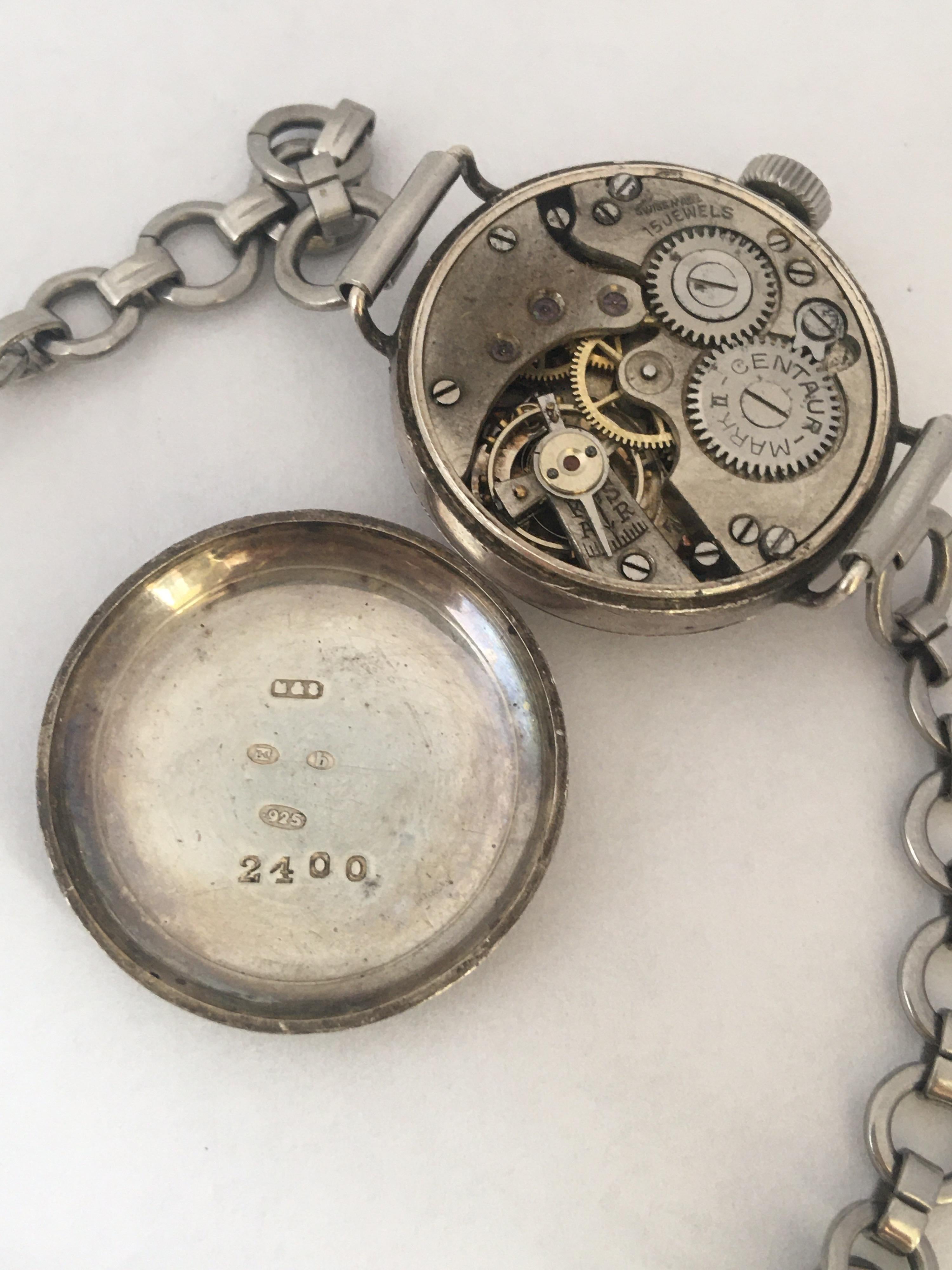 Antique Silver Ladies Mechanical Trench Watch 2