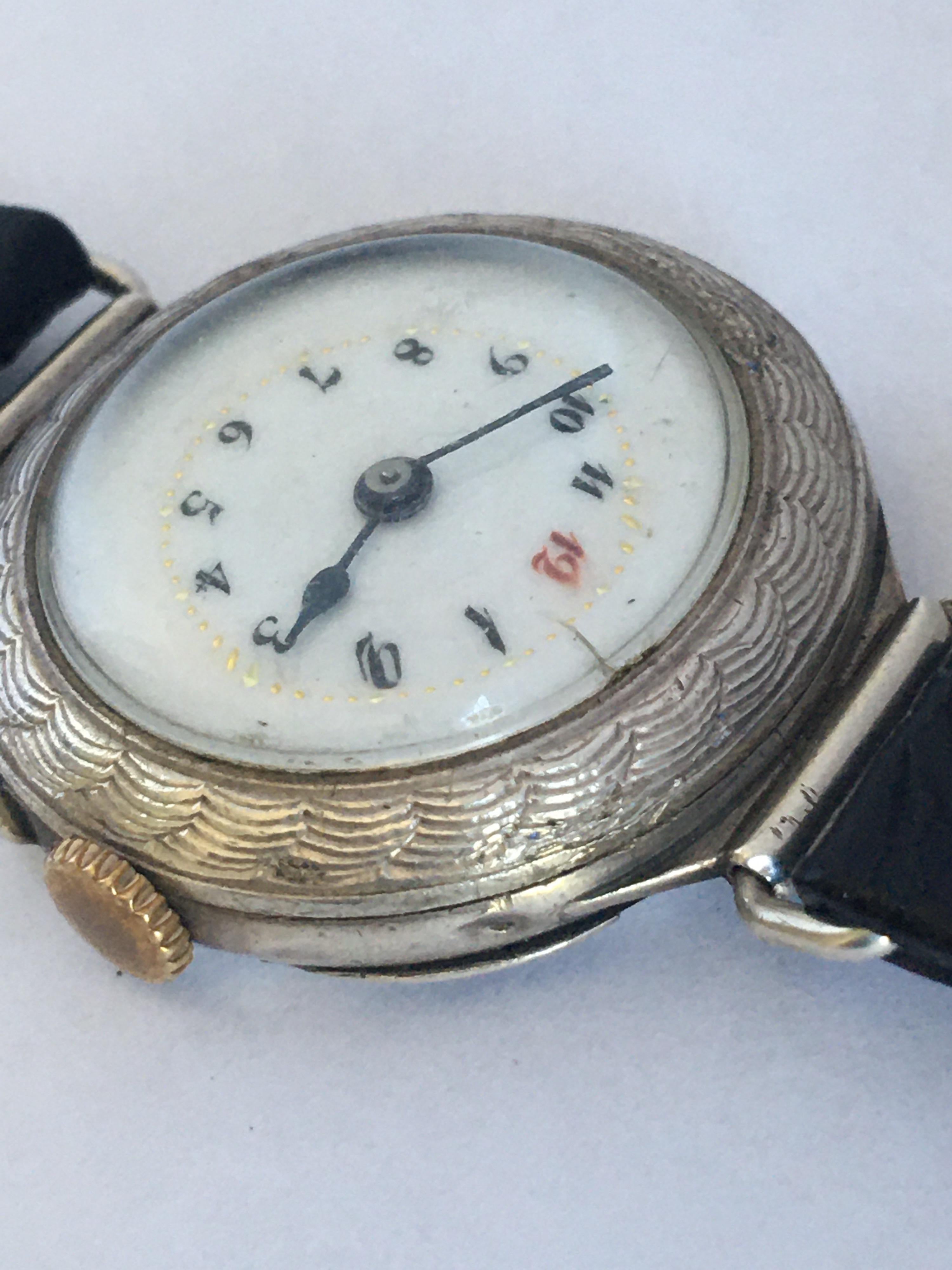 Antique Silver Ladies Trench Watch For Sale 5