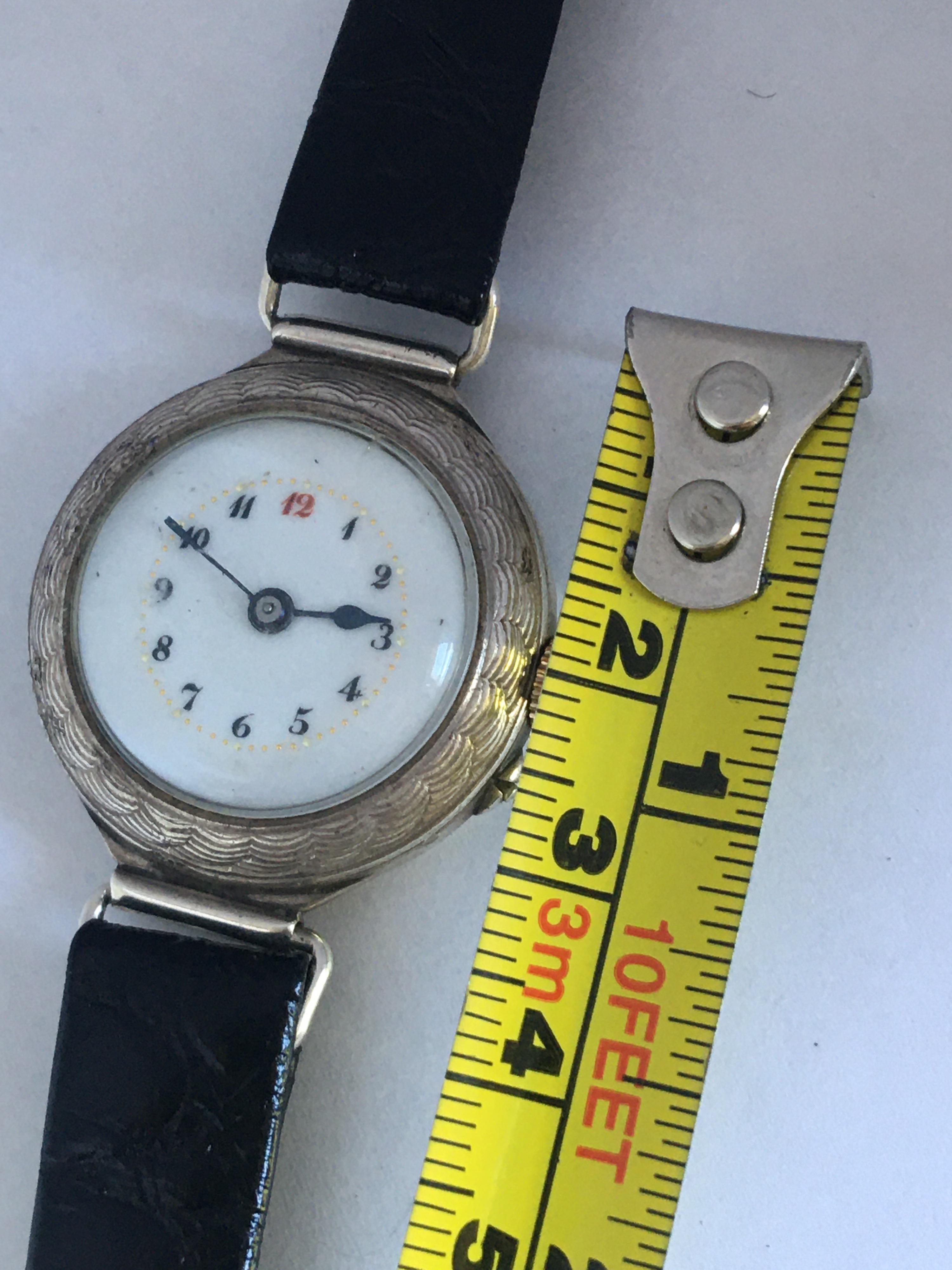 Antique Silver Ladies Trench Watch For Sale 7