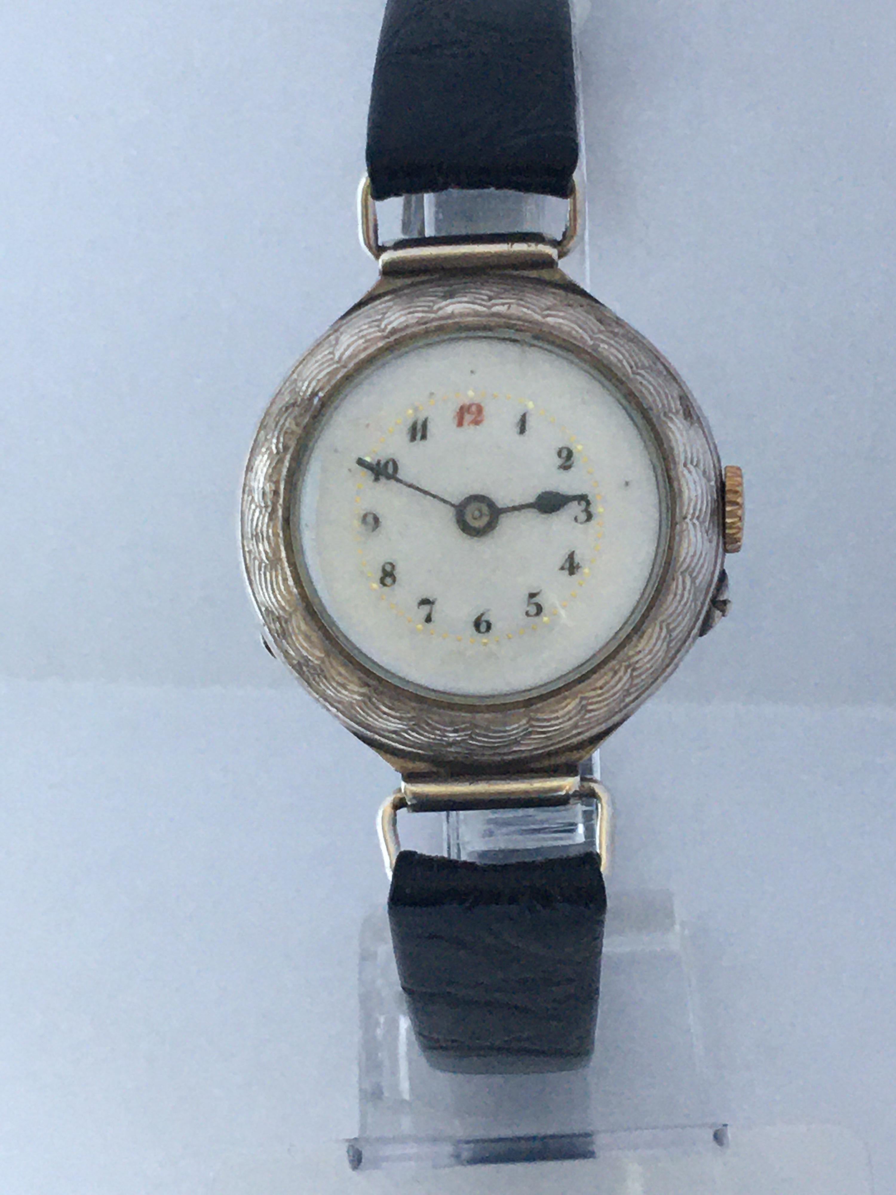 Antique Silver Ladies Trench Watch For Sale 9