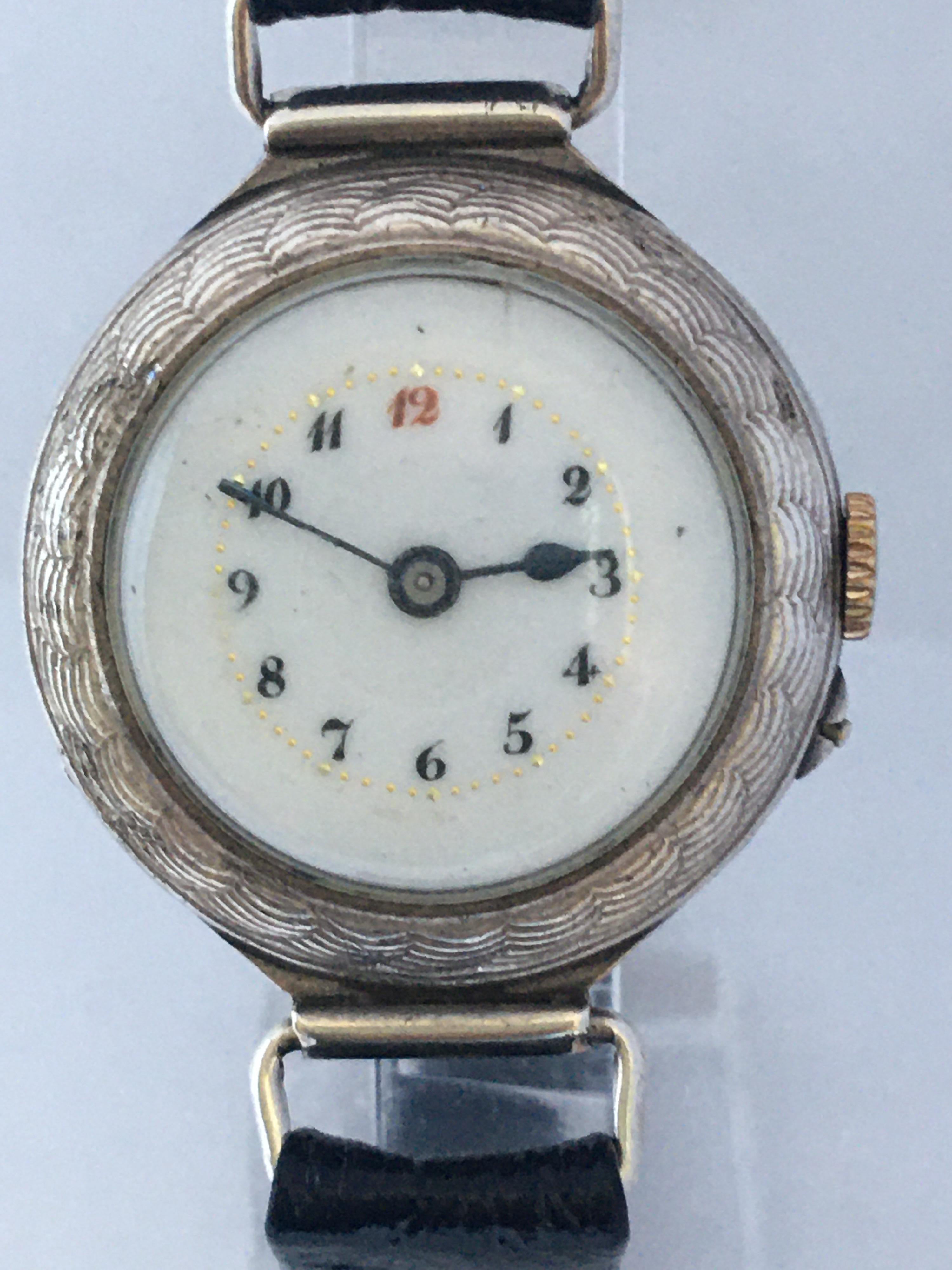 Antique Silver Ladies Trench Watch For Sale 10
