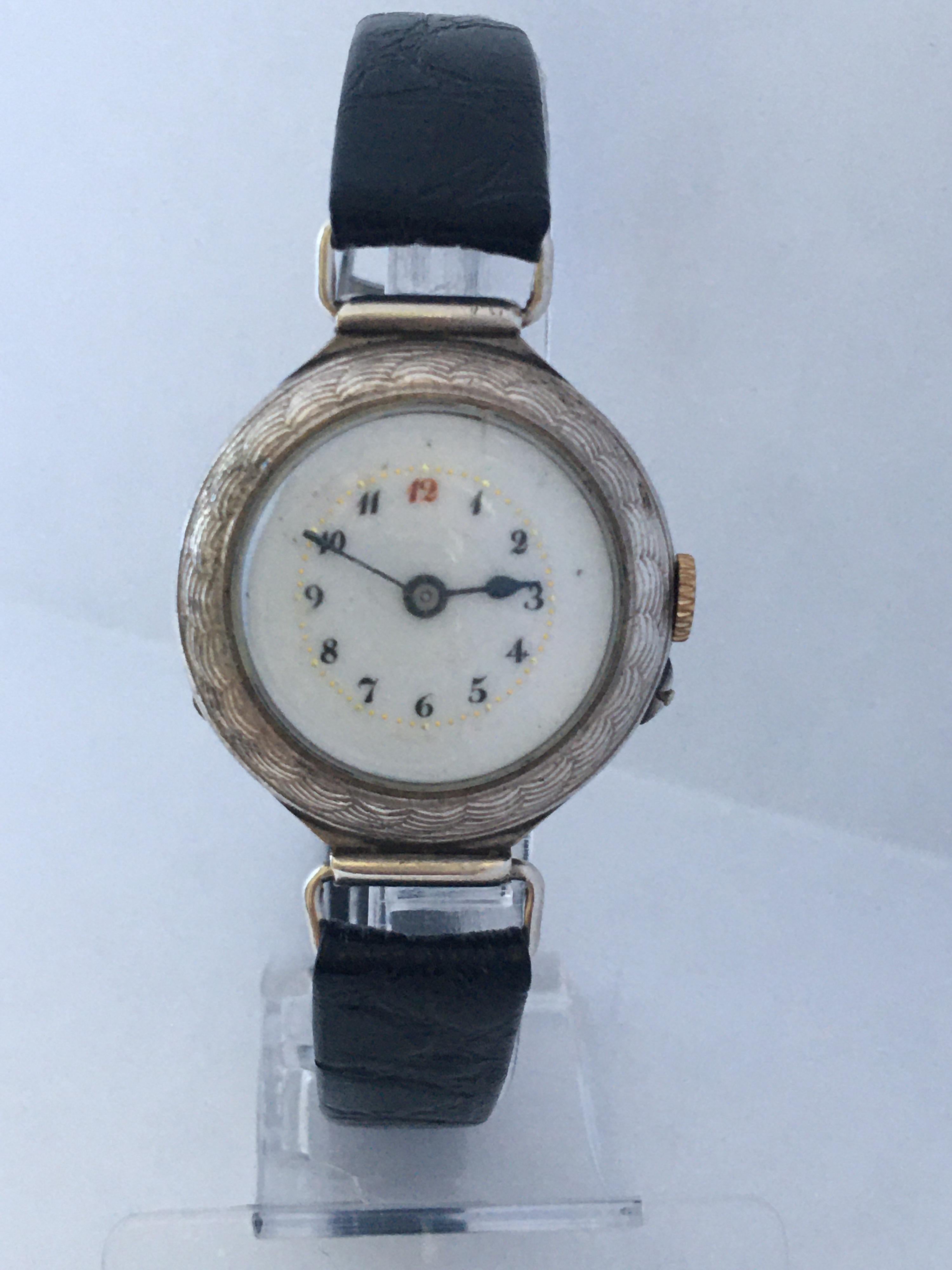Antique Silver Ladies Trench Watch For Sale 11