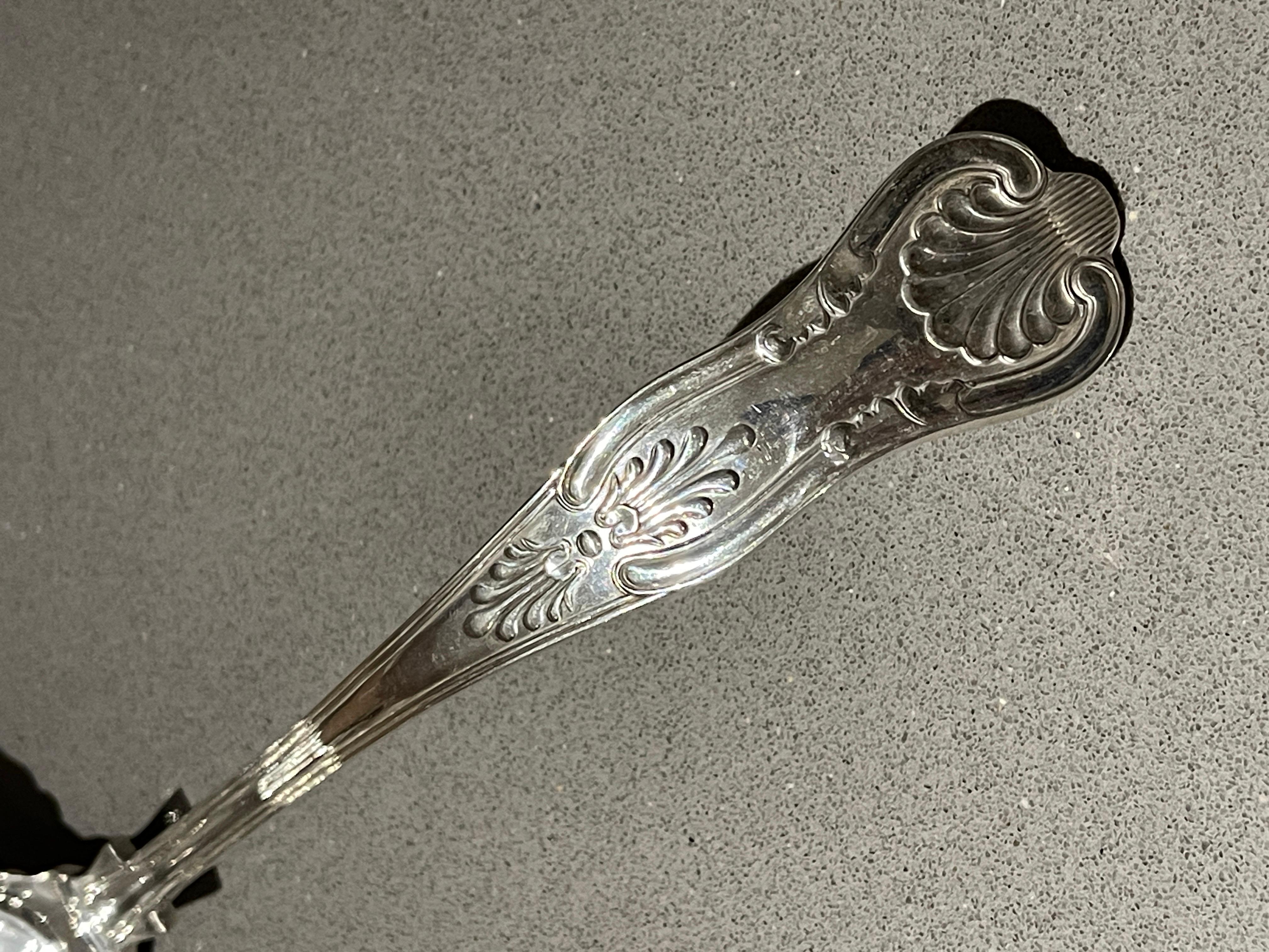 Antique Silver Ladle, Large Soup & Stew Ladles Engraved Decorative Art Nouveau In Excellent Condition In Hampshire, GB