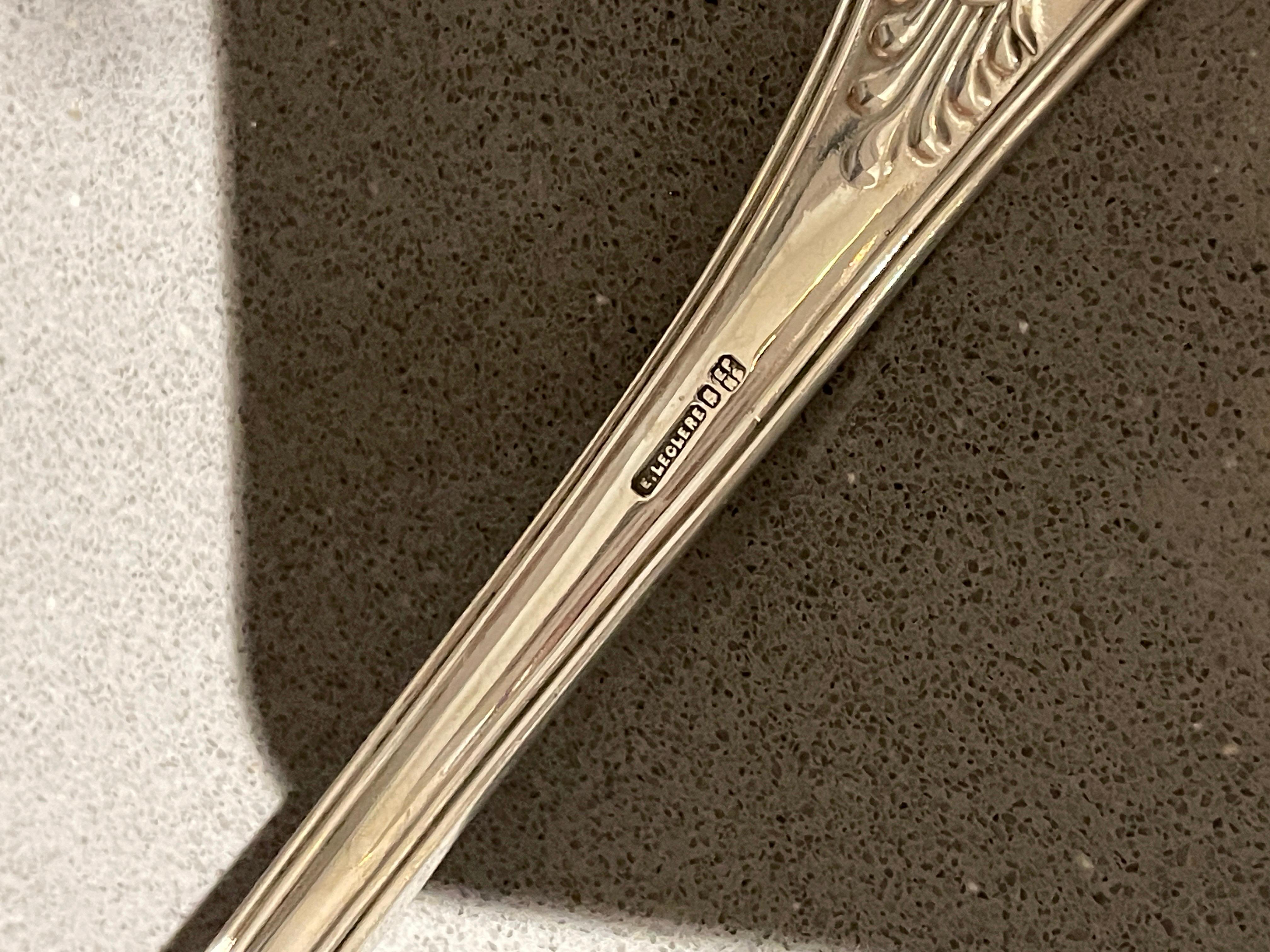 Mid-20th Century Antique Silver Ladle, Large Soup & Stew Ladles Engraved Decorative Art Nouveau