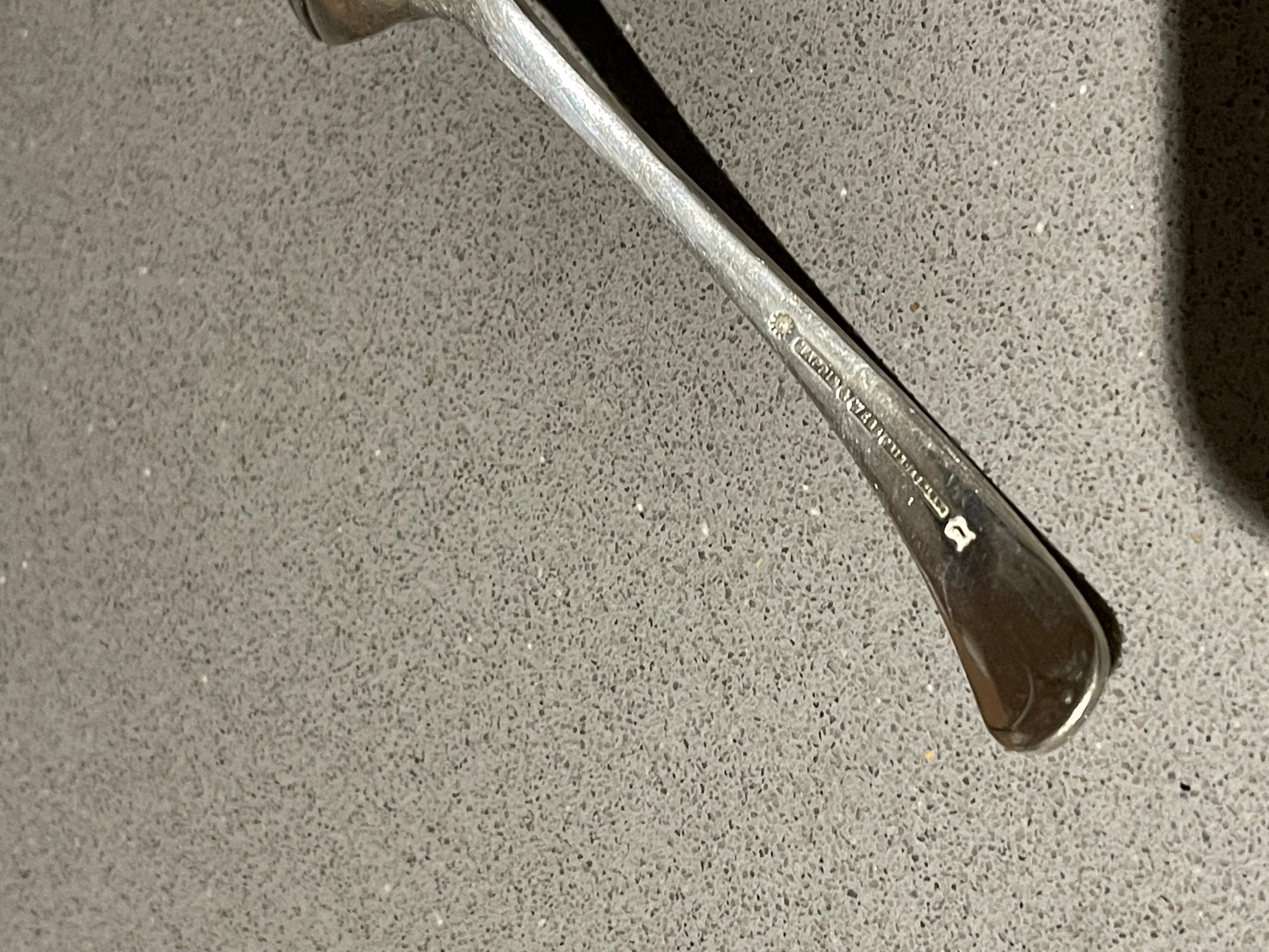 Antique Silver Ladle, Small Soup & Stew Ladles Engraved Decorative Art Deco In Excellent Condition For Sale In Hampshire, GB