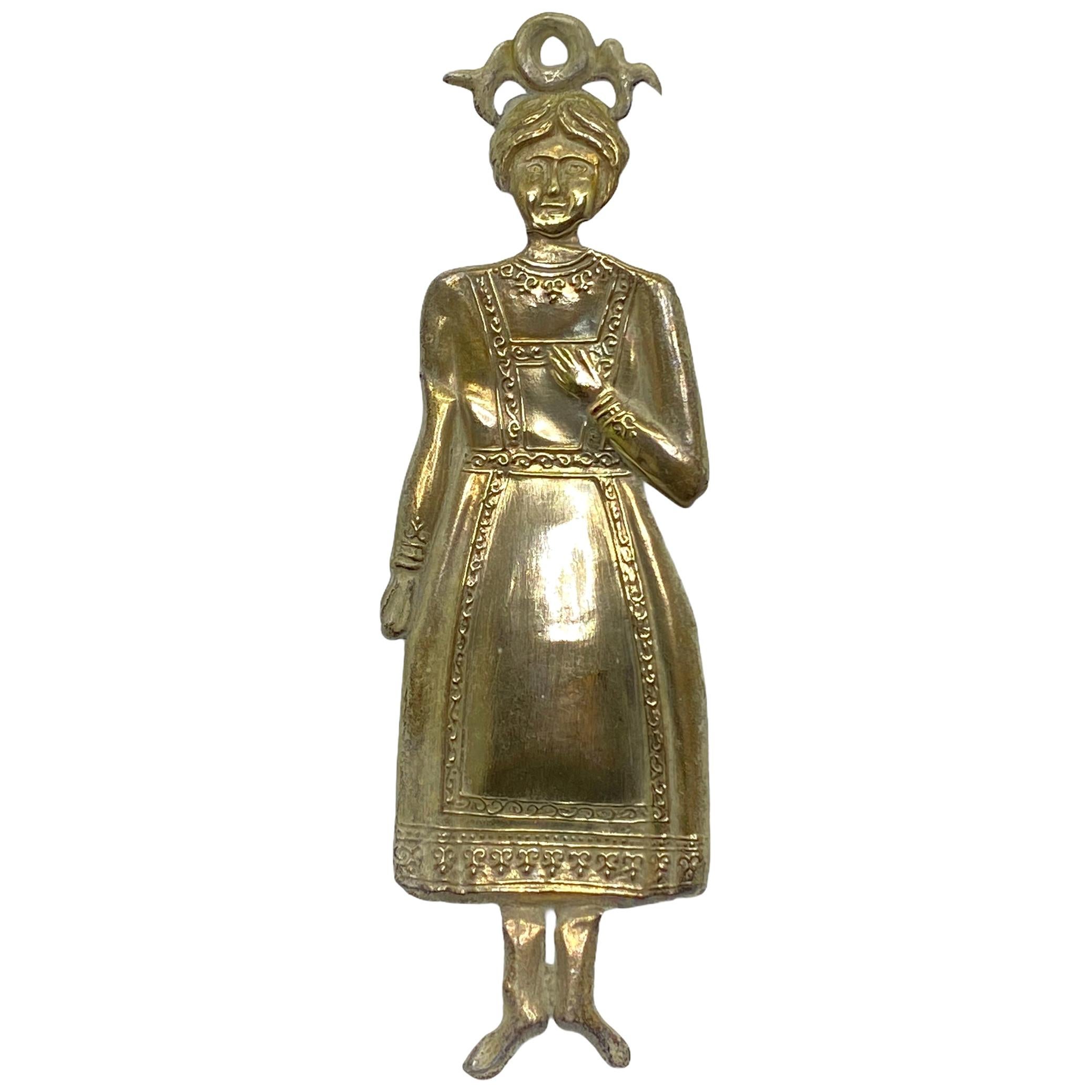 Silver Lady Woman Ex Voto religious Folk Art, Antique European, 1910s