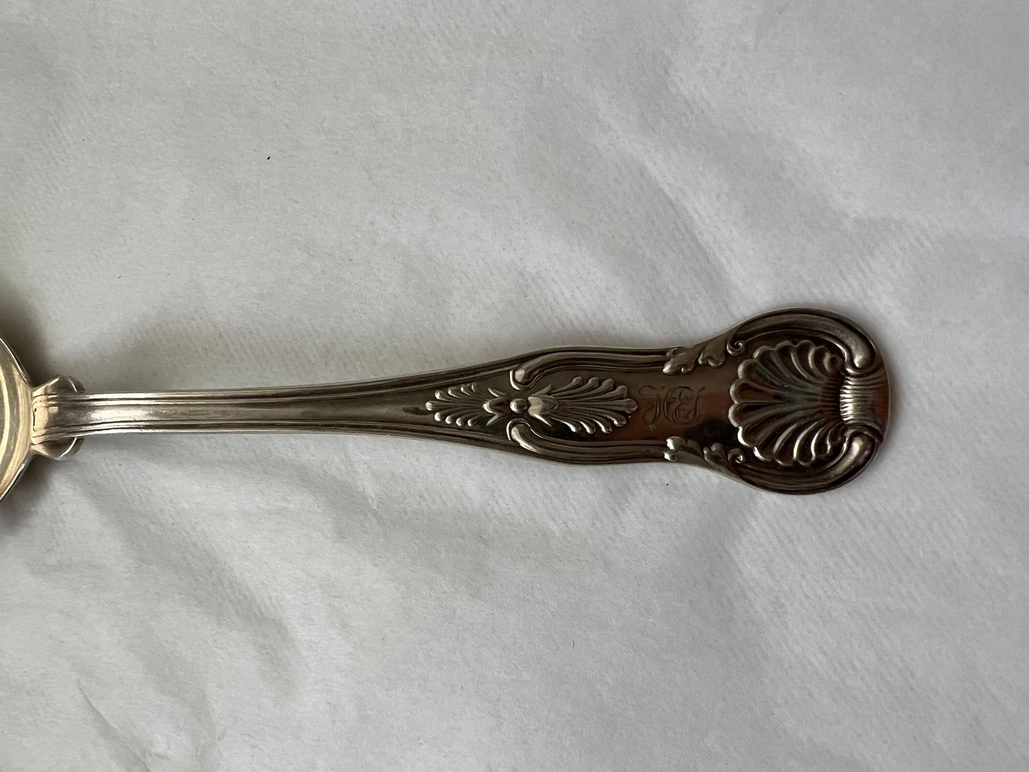 Antique Silver Large Spoon Galt Vintage Estate Classic Engraved Grooved For Sale 3
