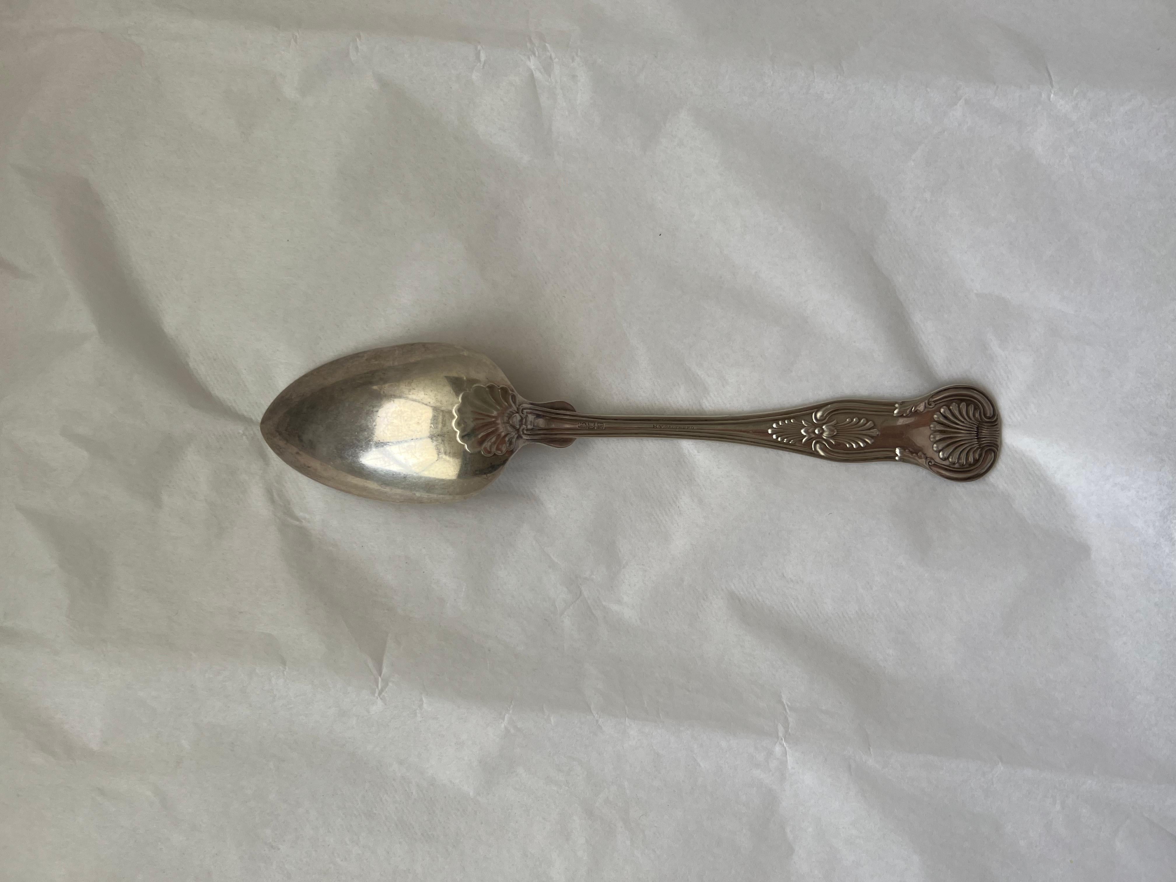 Antique Silver Large Spoon Galt Vintage Estate Classic Engraved Grooved In Fair Condition For Sale In Oakton, VA