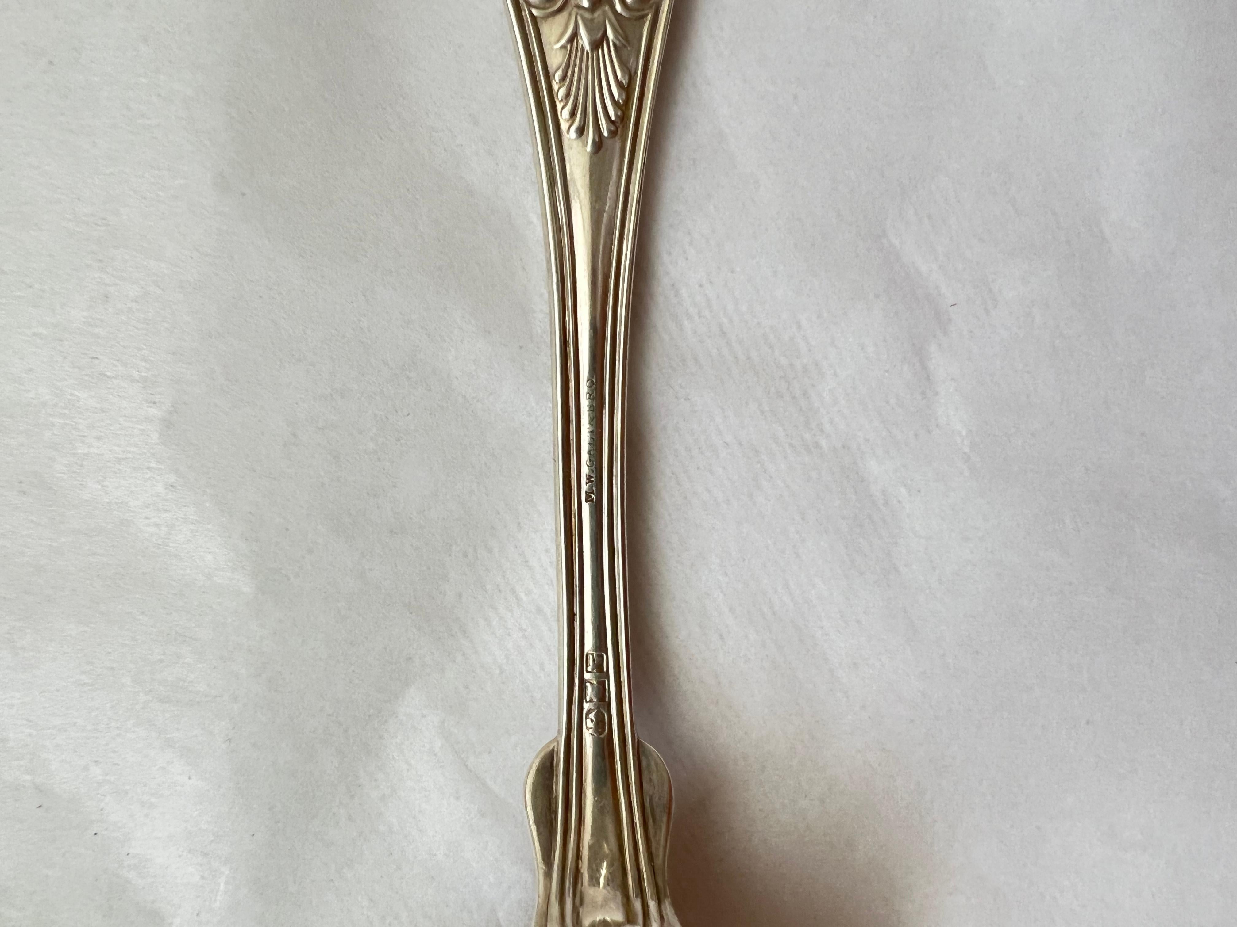 Women's or Men's Antique Silver Large Spoon Galt Vintage Estate Classic Engraved Grooved For Sale