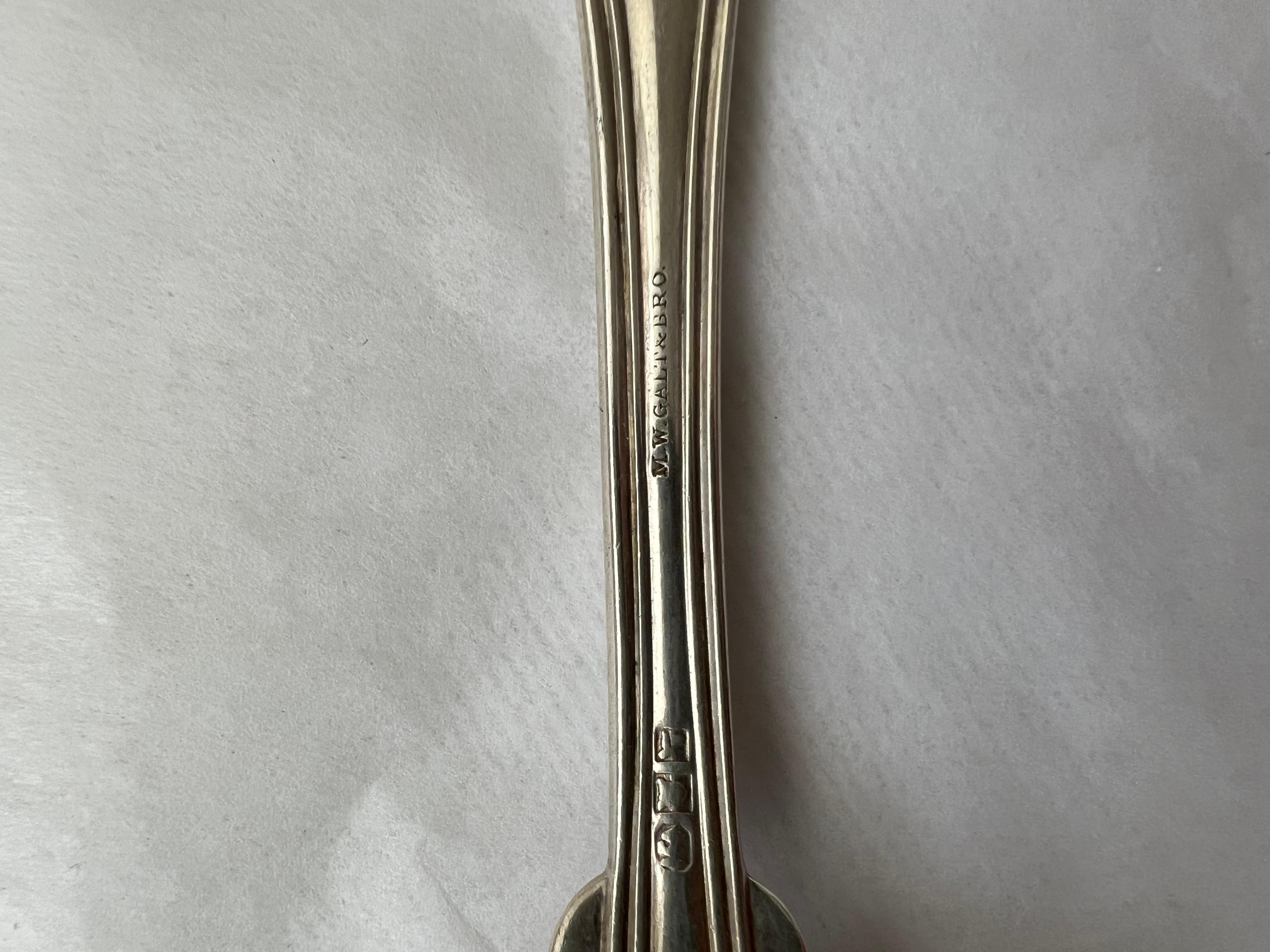 Antique Silver Large Spoon Galt Vintage Estate Classic Engraved Grooved For Sale 1