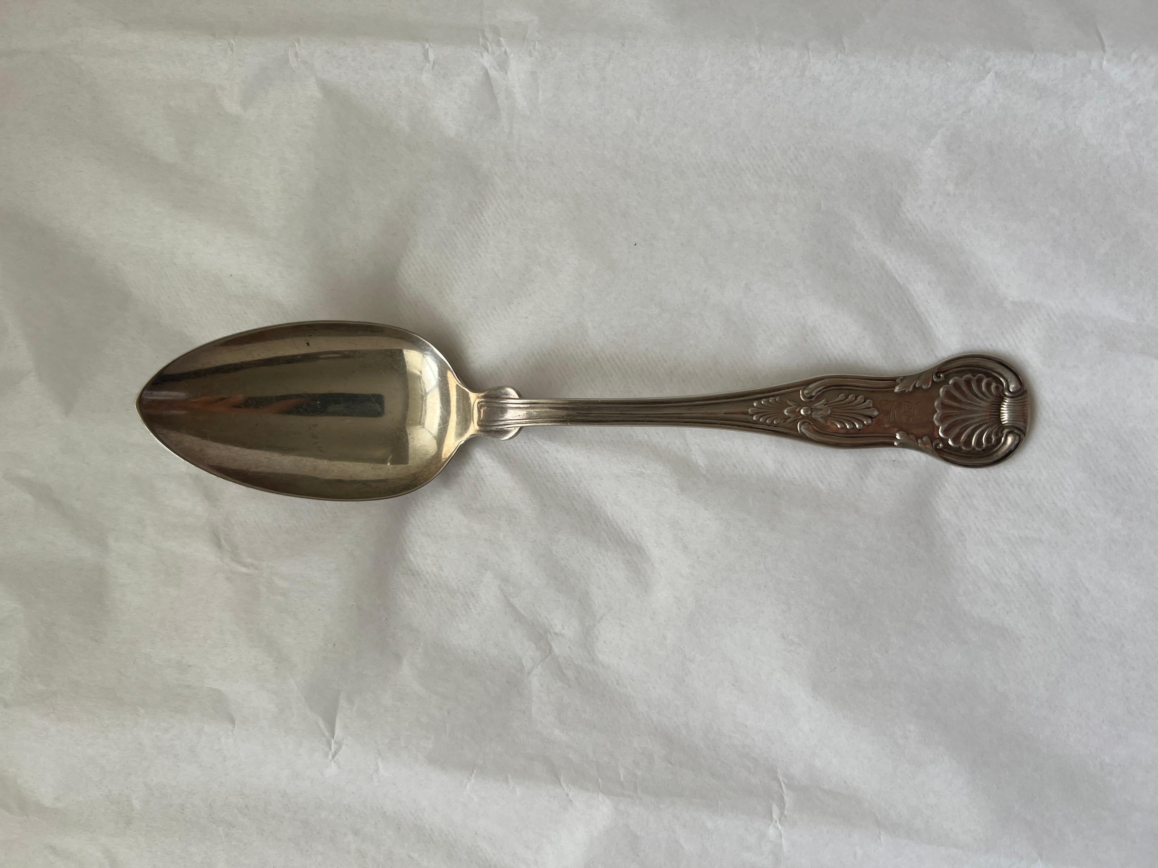 Antique Silver Large Spoon Galt Vintage Estate Classic Engraved Grooved For Sale 2