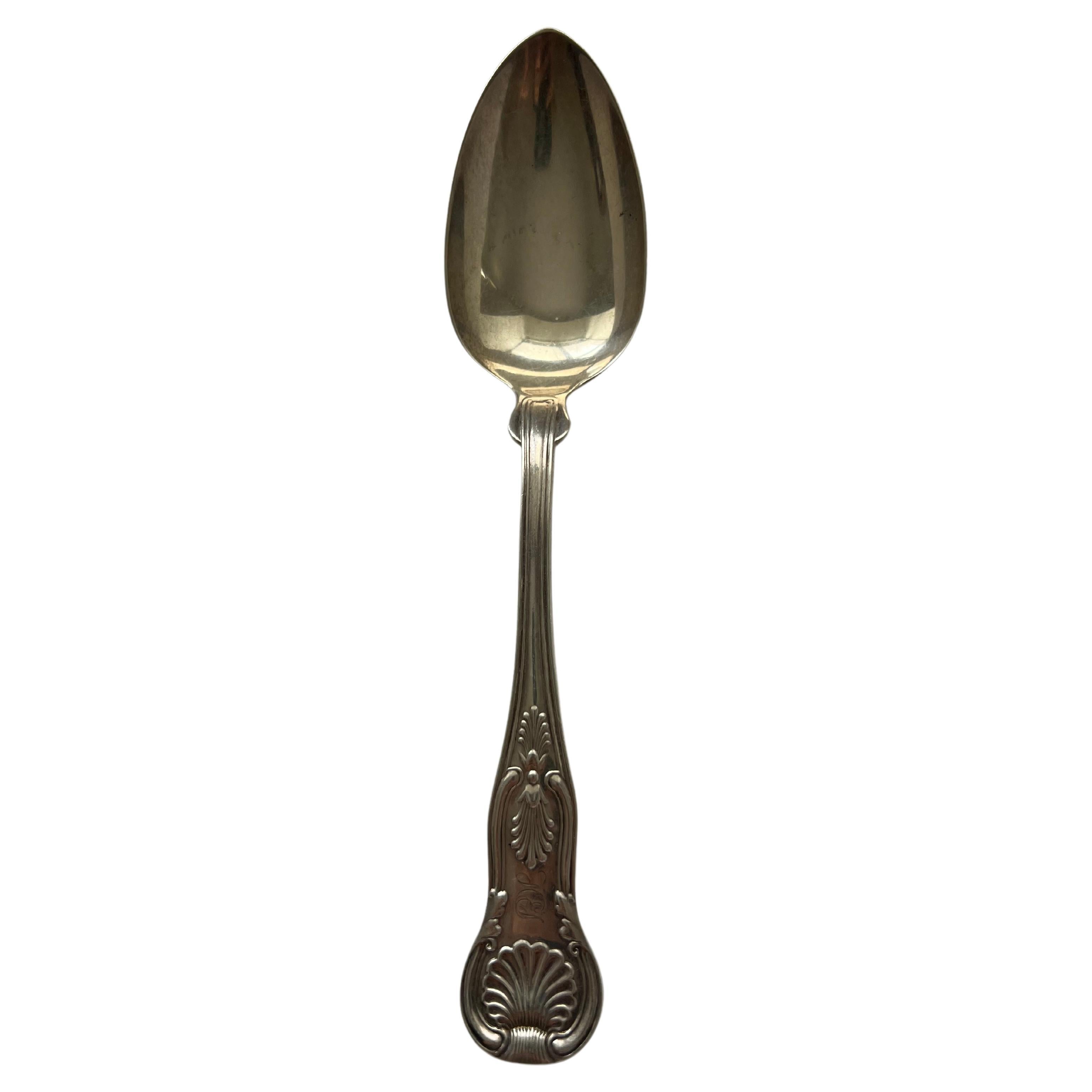 Antique Silver Large Spoon Galt Vintage Estate Classic Engraved Grooved For Sale