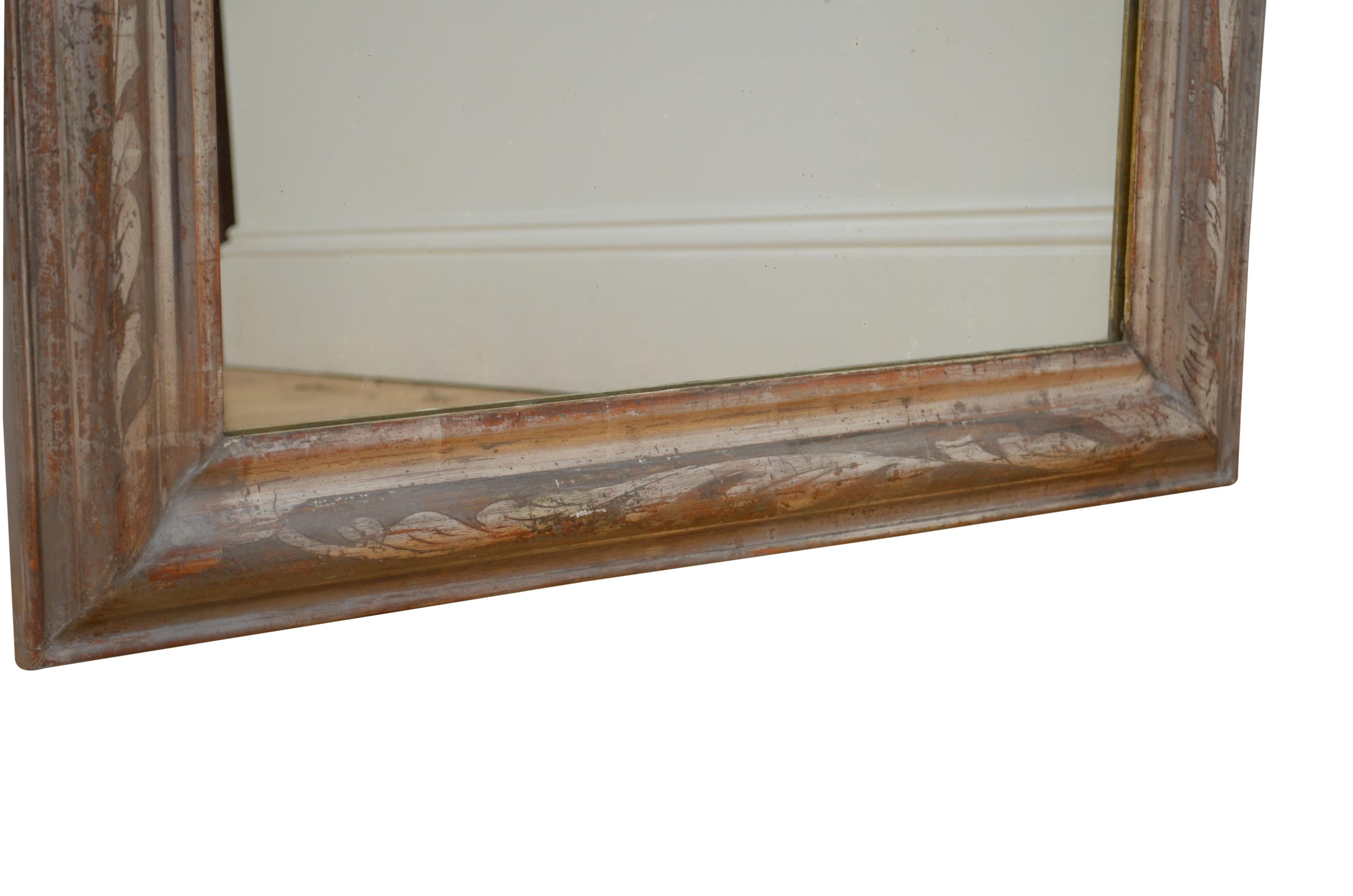 Louis-Philippe Antique Silver Leaf Chateau Mirror Wall Mirror Console H139cm en vente