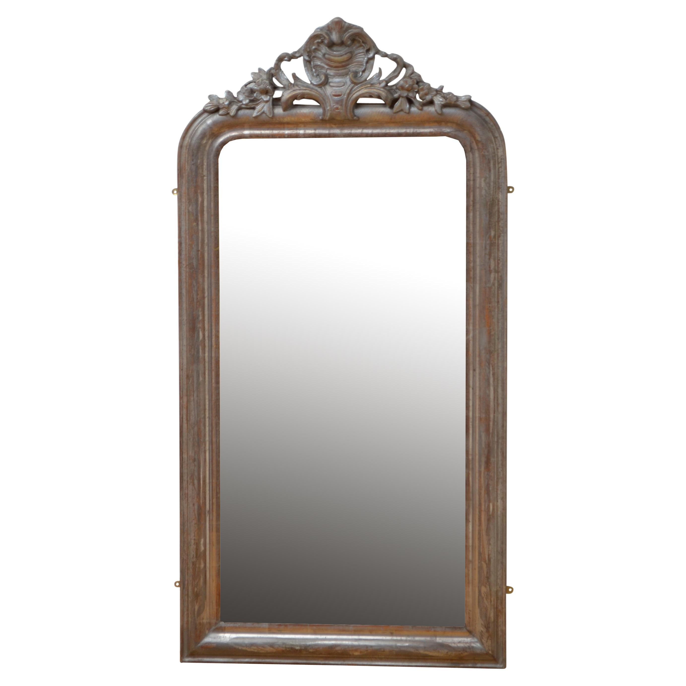 Antique Silver Leaf Chateau Espejo de Pared Consola H139cm