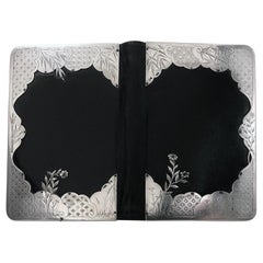 Antique Silver Leather Notepad Wallet, London 1878, Henry Dee