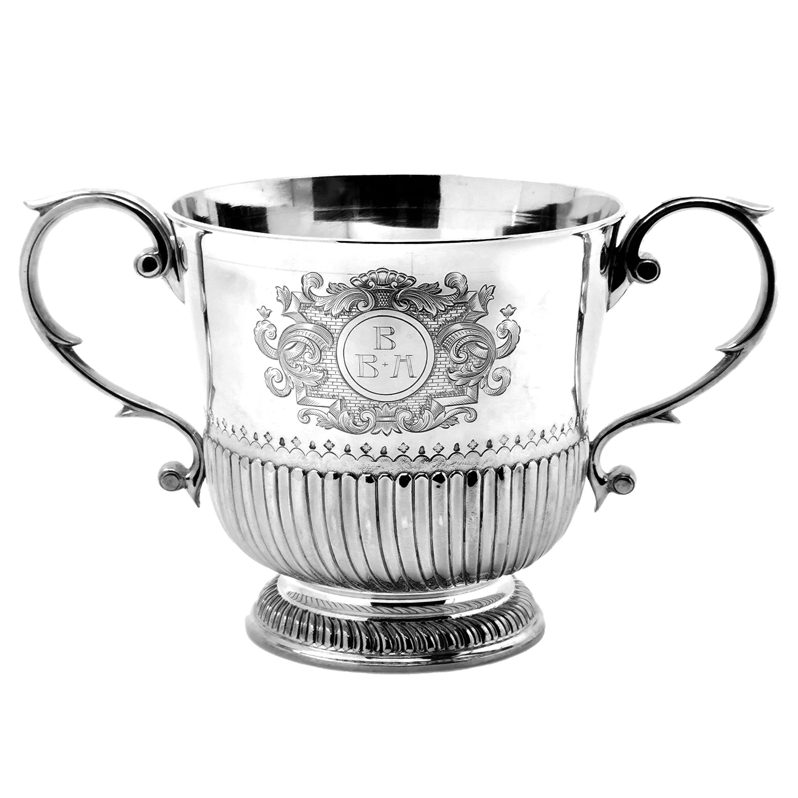 English Antique Silver Lidded Porringer Cup & Cover 1911 William III 17th Century Style For Sale