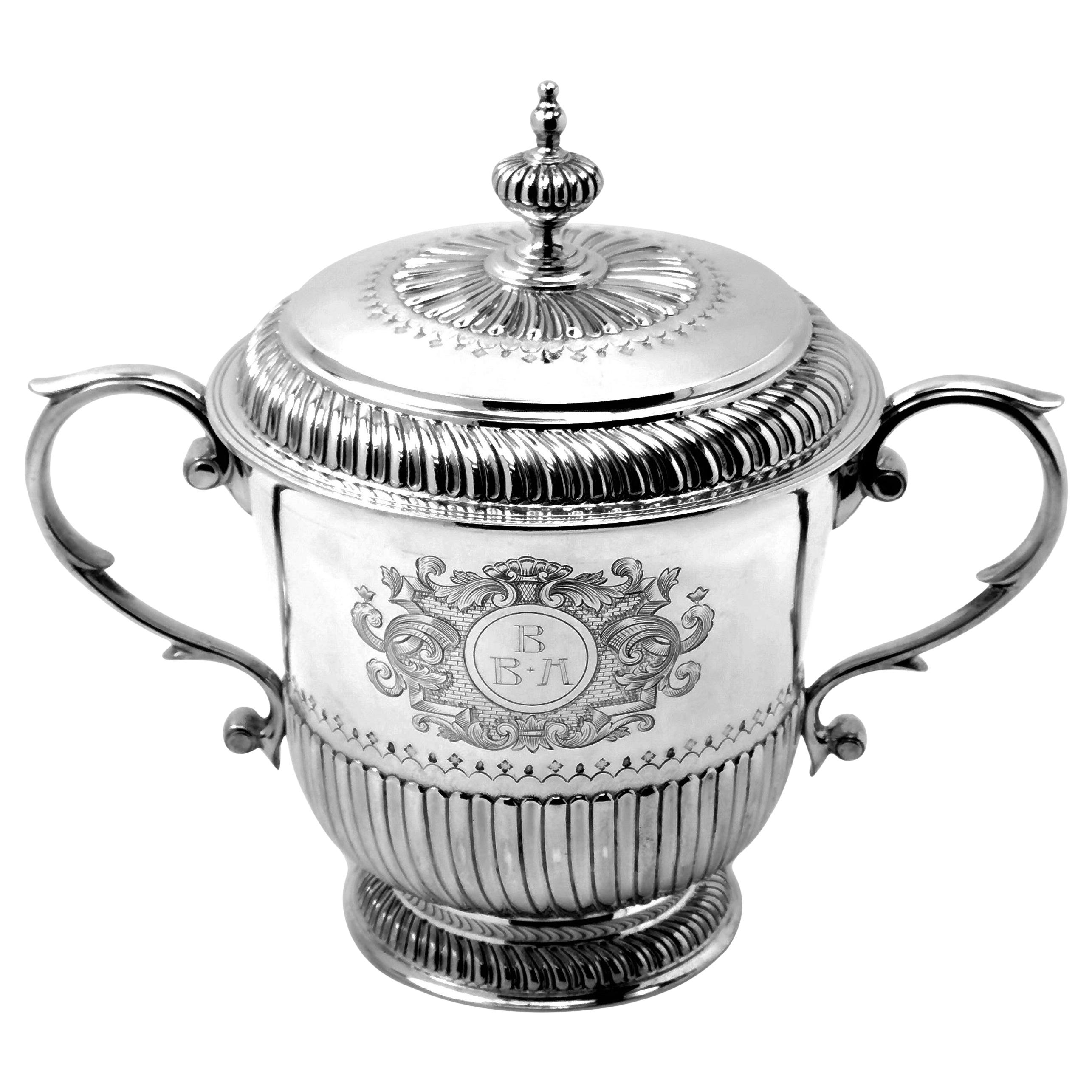 Antique Silver Lidded Porringer Cup & Cover 1911 William III 17th Century Style For Sale