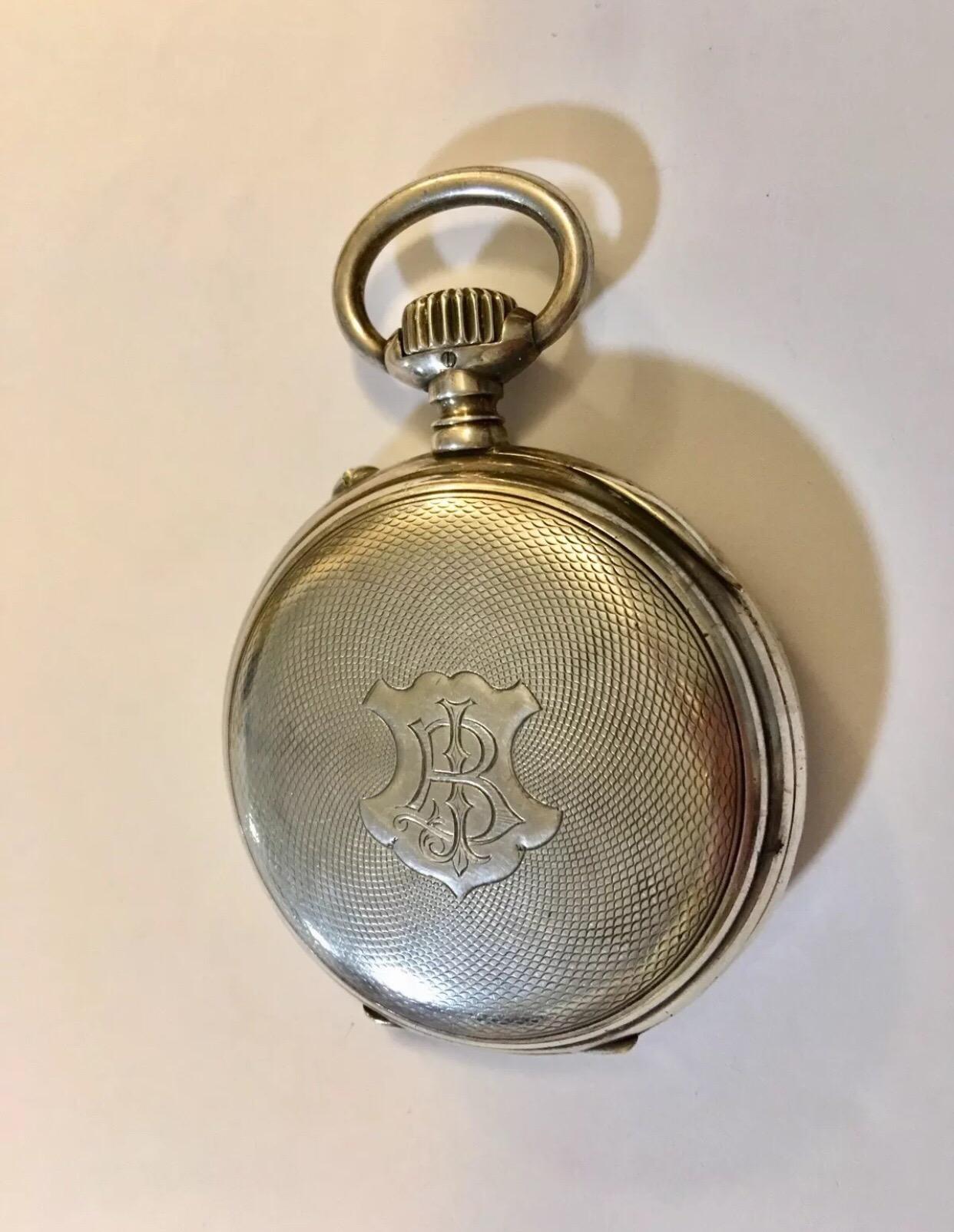 Antique Silver Longines Pocket Watch For Sale 3