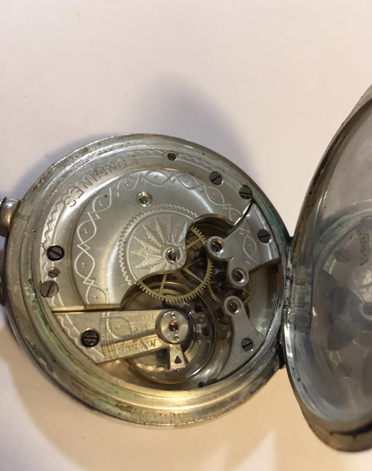 Antique Silver Longines Pocket Watch For Sale 2