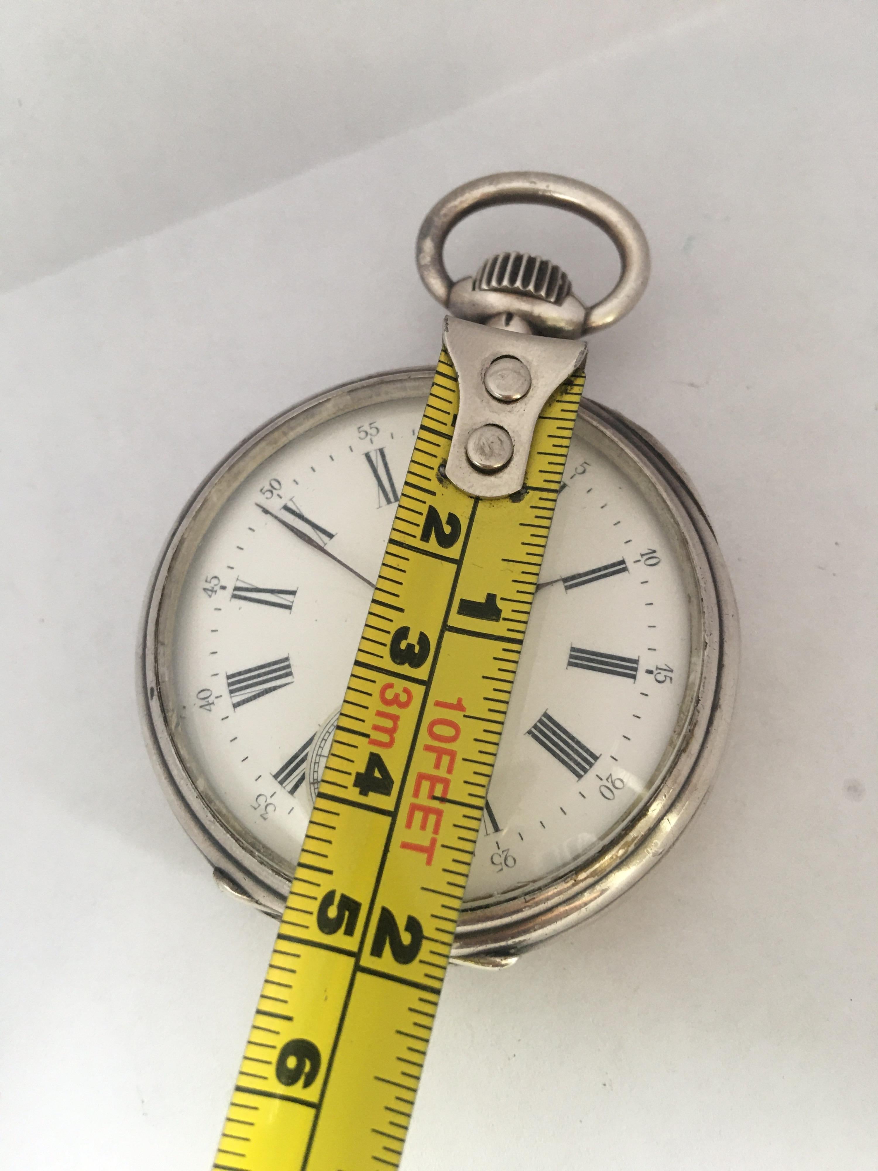 Antique Silver Longines Stem winding Pocket Watch 5
