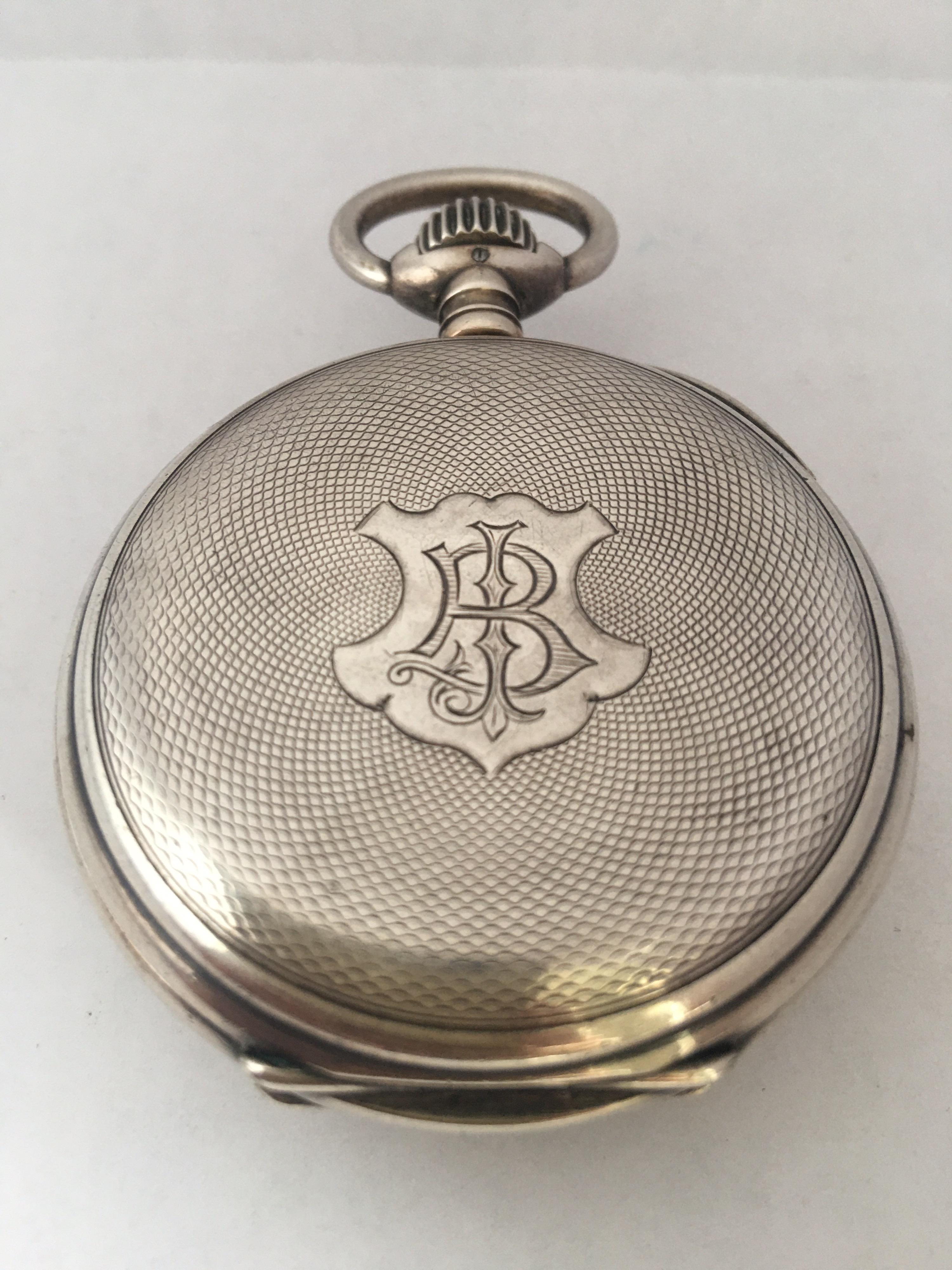 Antique Silver Longines Stem winding Pocket Watch 6