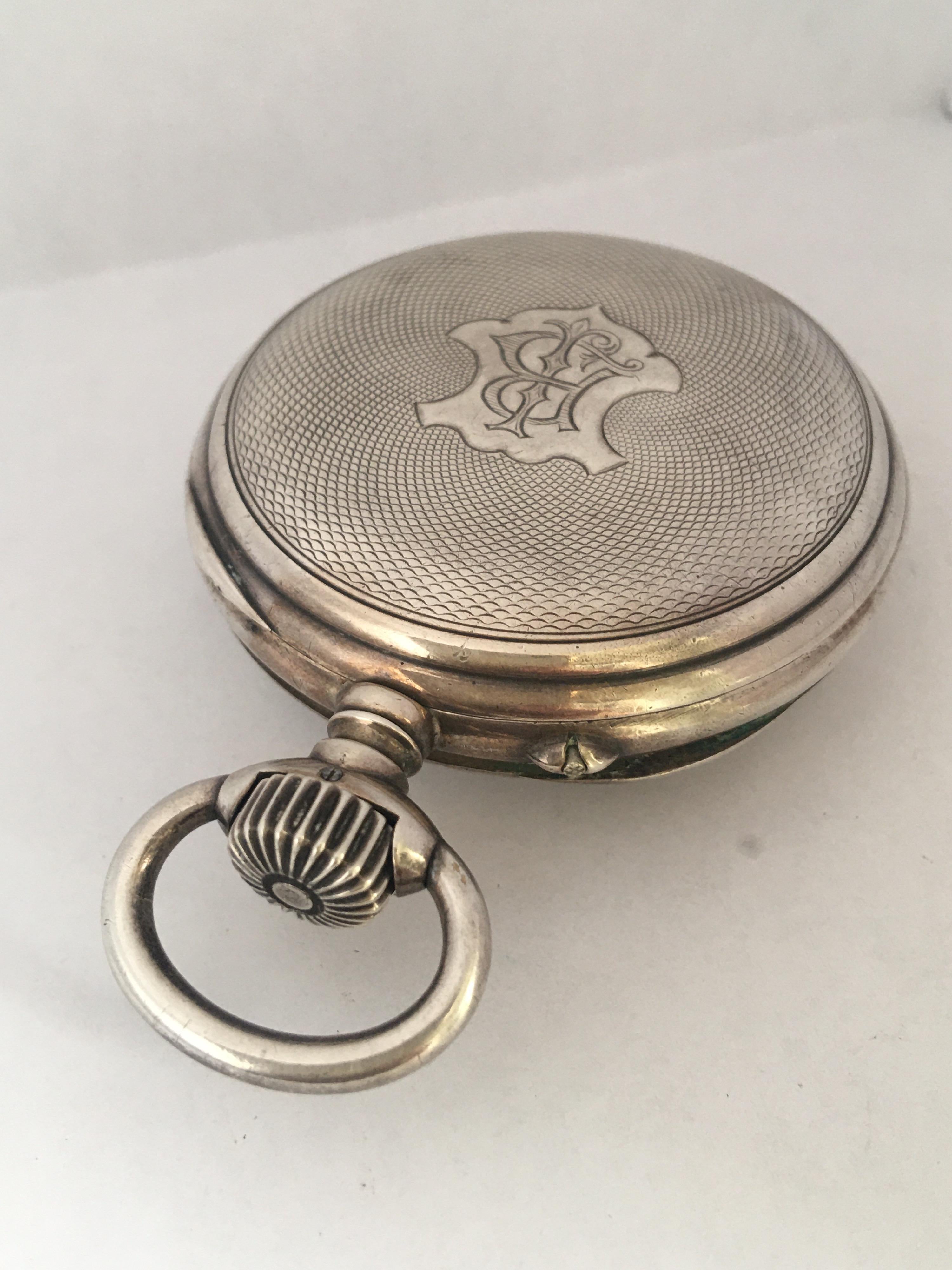 Antique Silver Longines Stem winding Pocket Watch 7