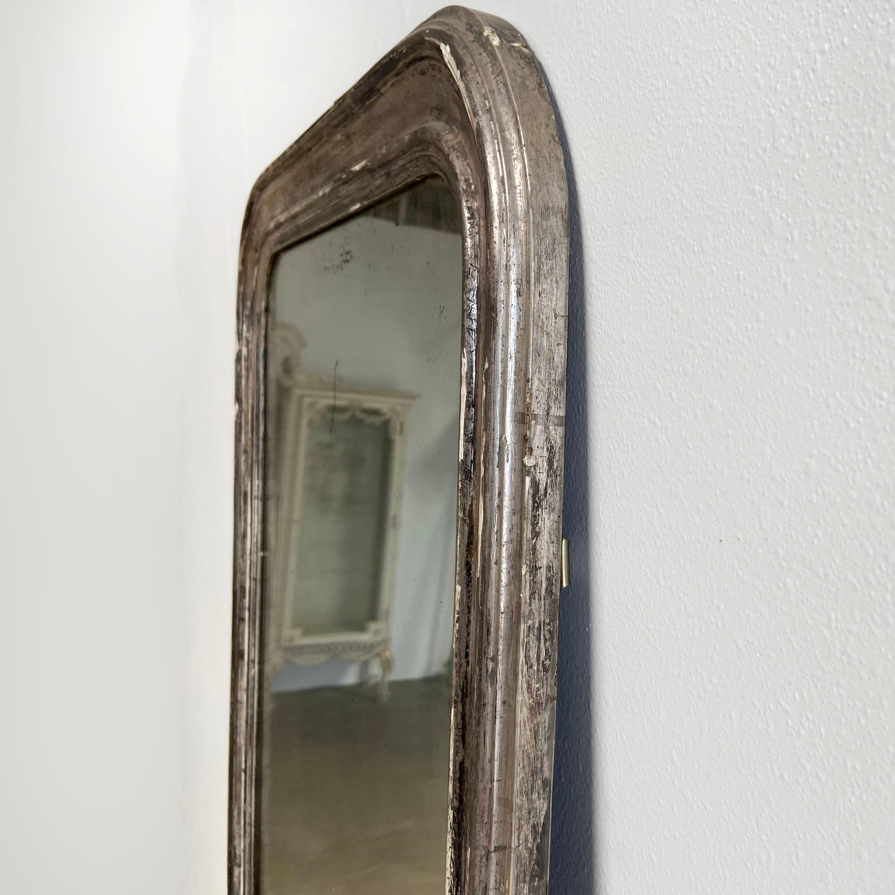 Antique Silver Louis Philippe Mirror In Good Condition In Brea, CA