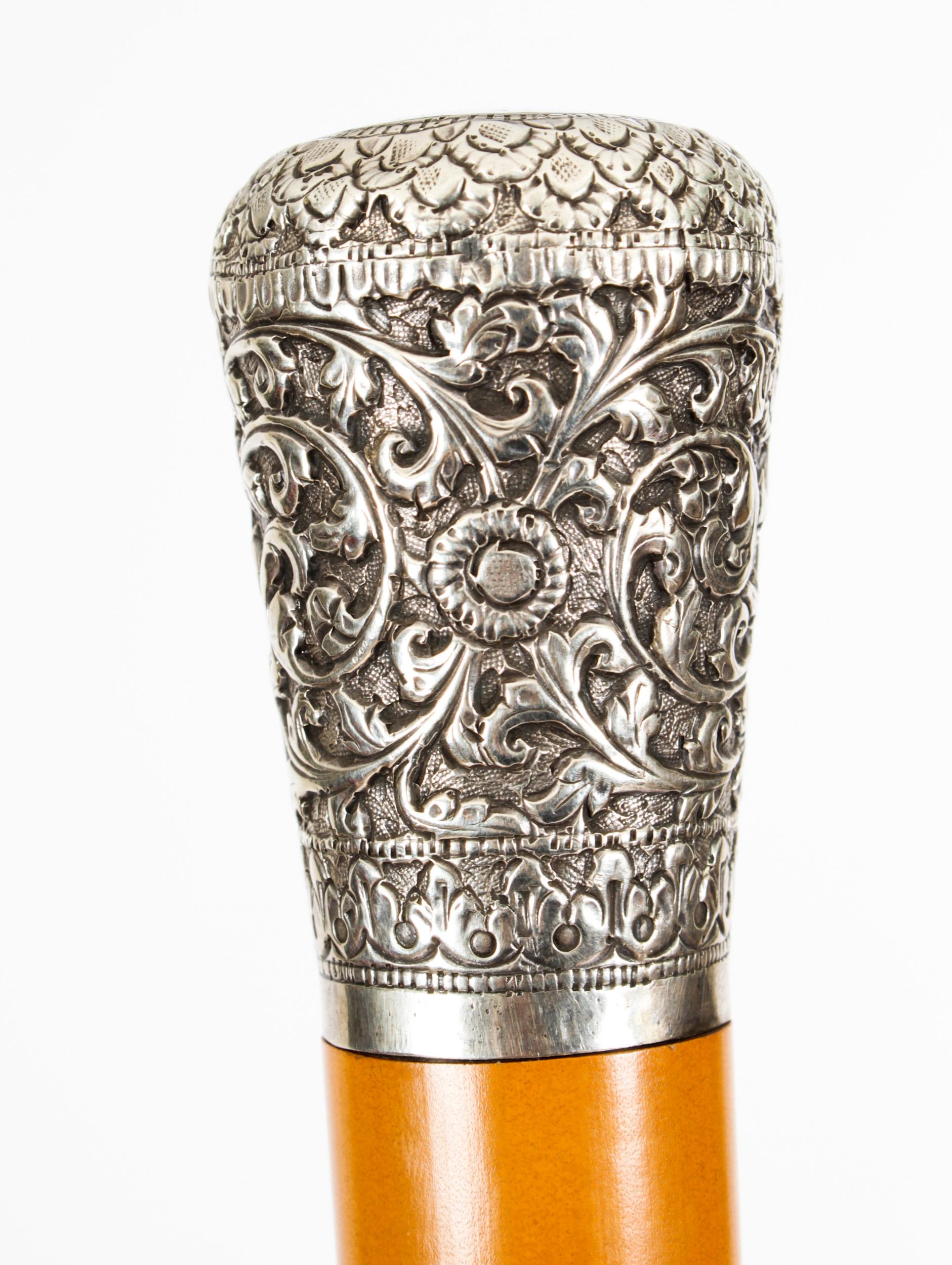 Antique Silver and Malacca Walking Stick Cane Cork Screw, 19th Century at 1stDibs malacca cane