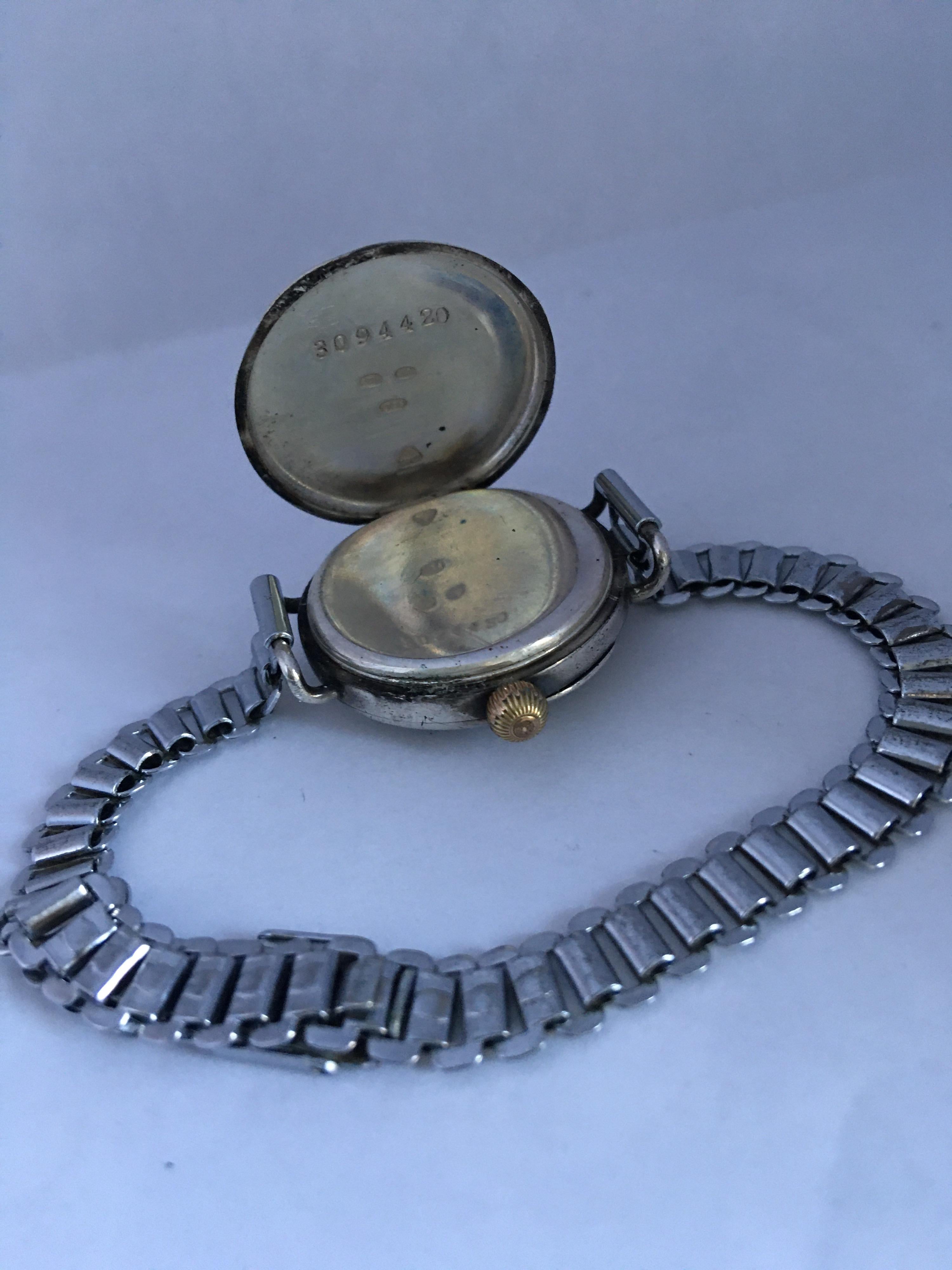 Antique Silver Manual Winding Zenith Trench Watch For Sale 3