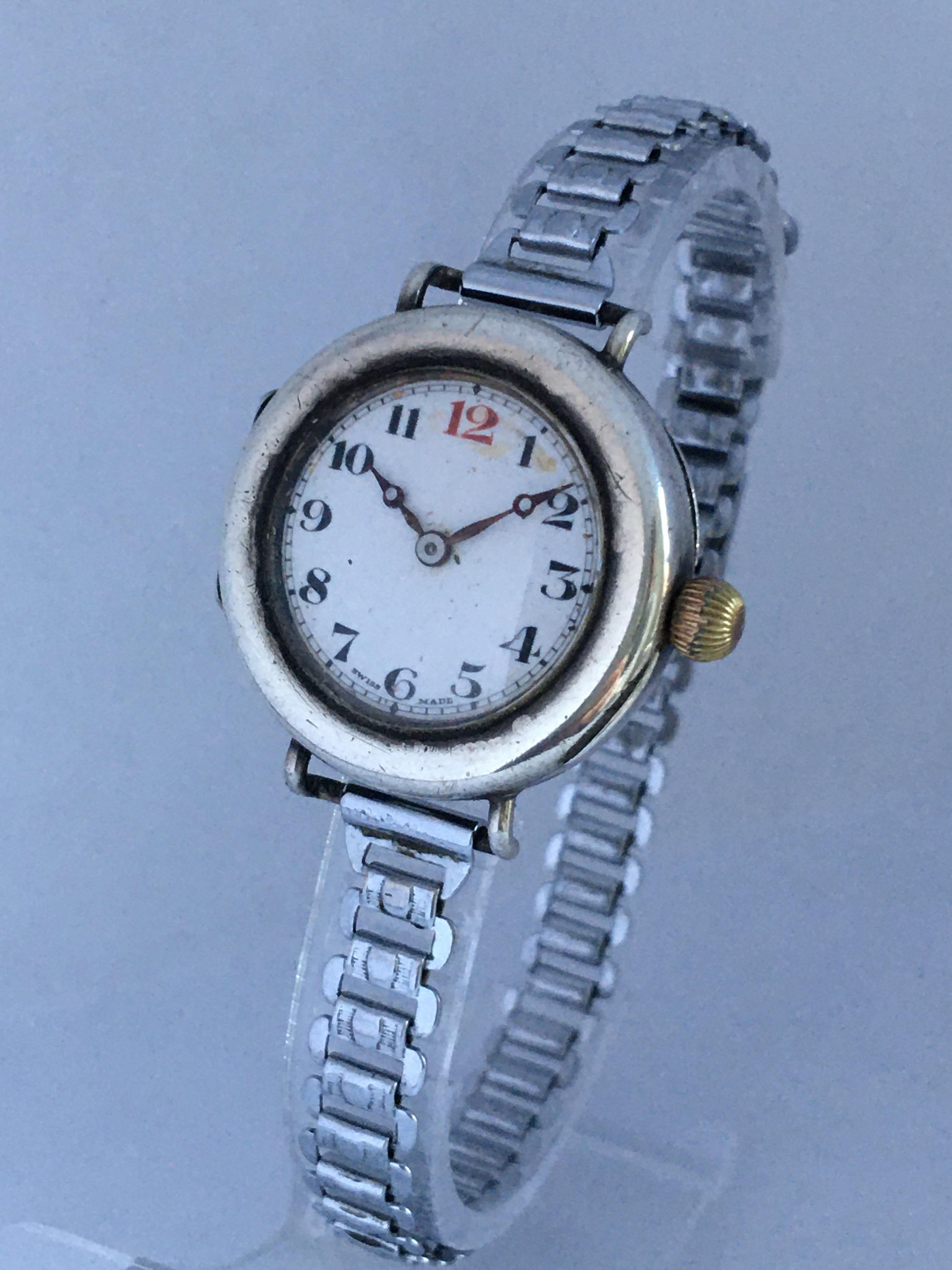 Antique Silver Manual Winding Zenith Trench Watch For Sale 7