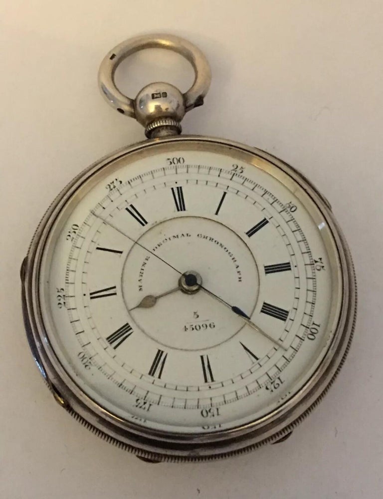 Antique Silver Marine Decimal Chronograph Pocket Watch at 1stDibs marine chronometer pocket