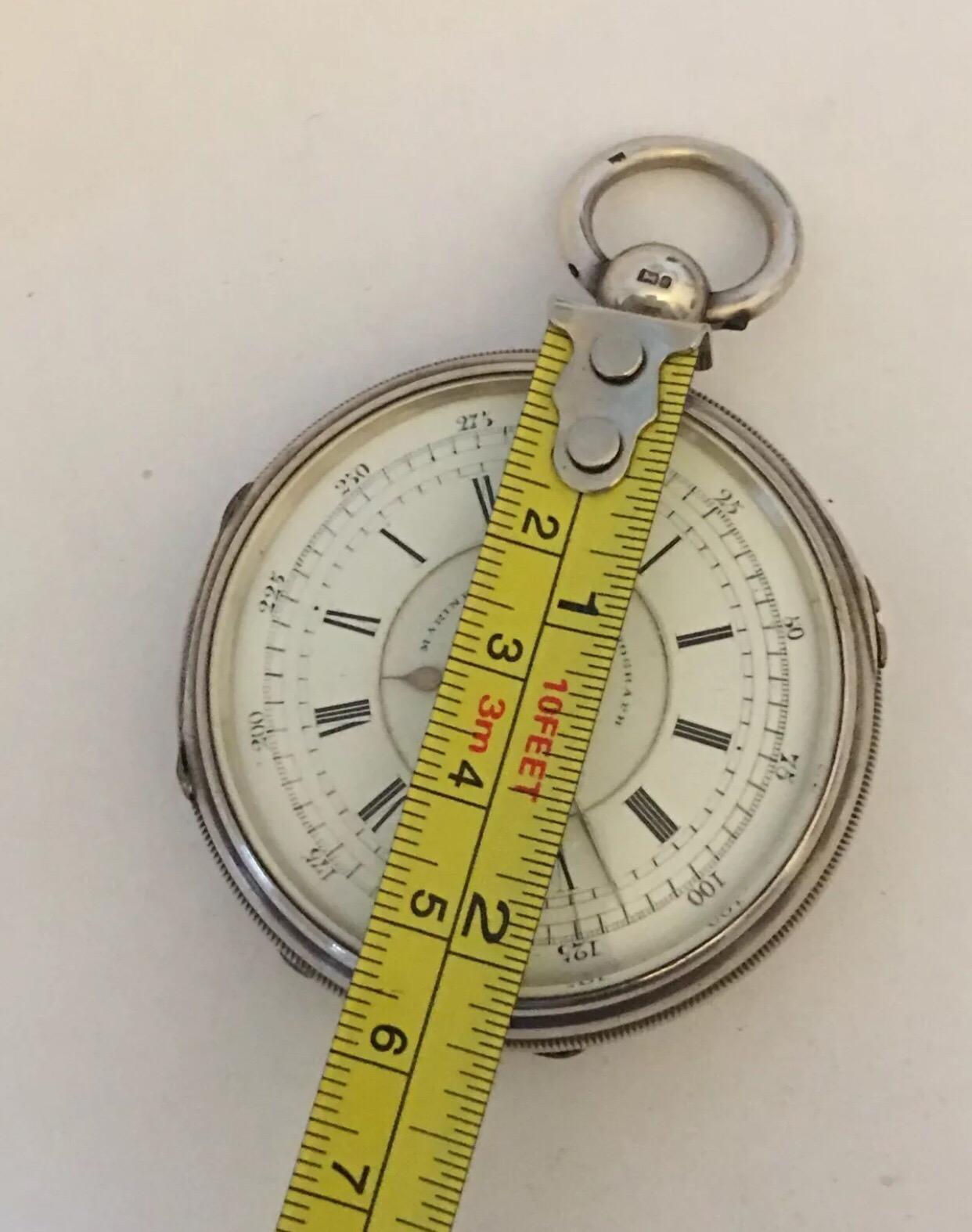 Antique Silver Marine Decimal Chronograph Pocket Watch 5