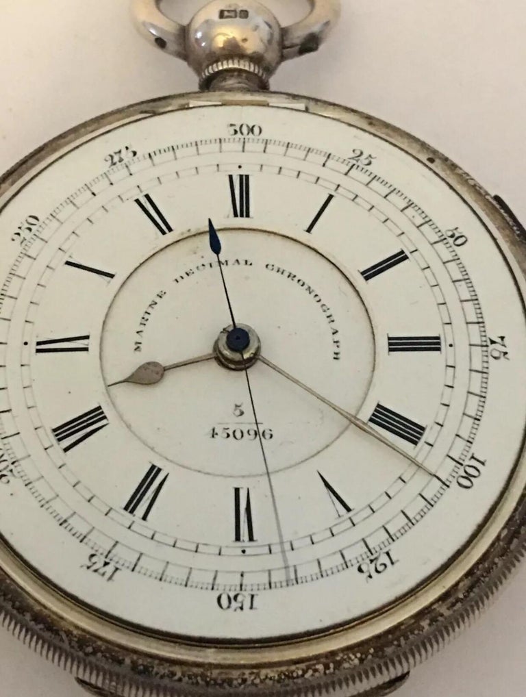 Antique Silver Marine Decimal Chronograph Pocket Watch at 1stDibs