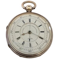 Antique Silver Marine Decimal Chronograph Pocket Watch